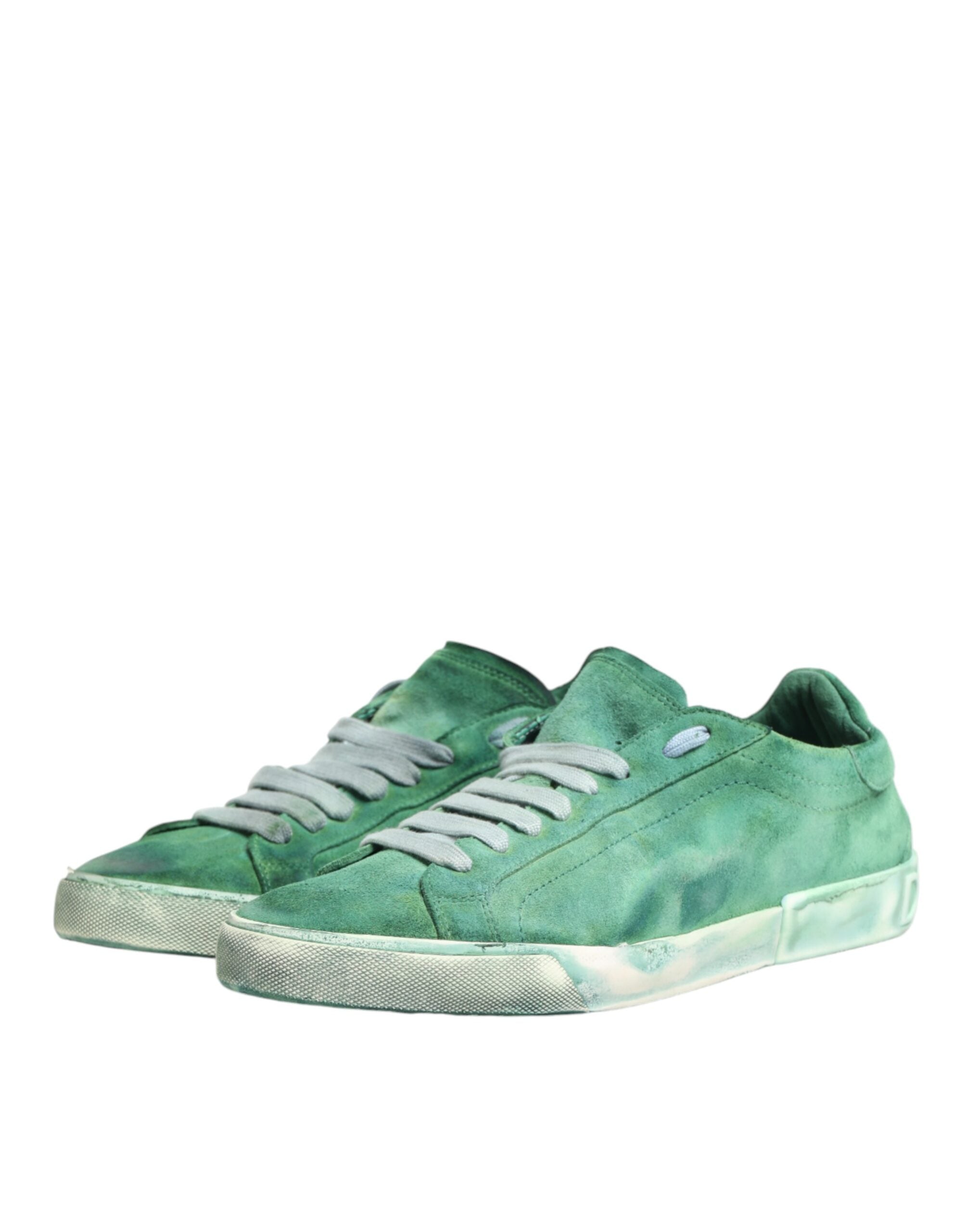 Dolce & Gabbana Green Suade DG Logo Sole Low Top Sneakers Shoes Dolce & Gabbana