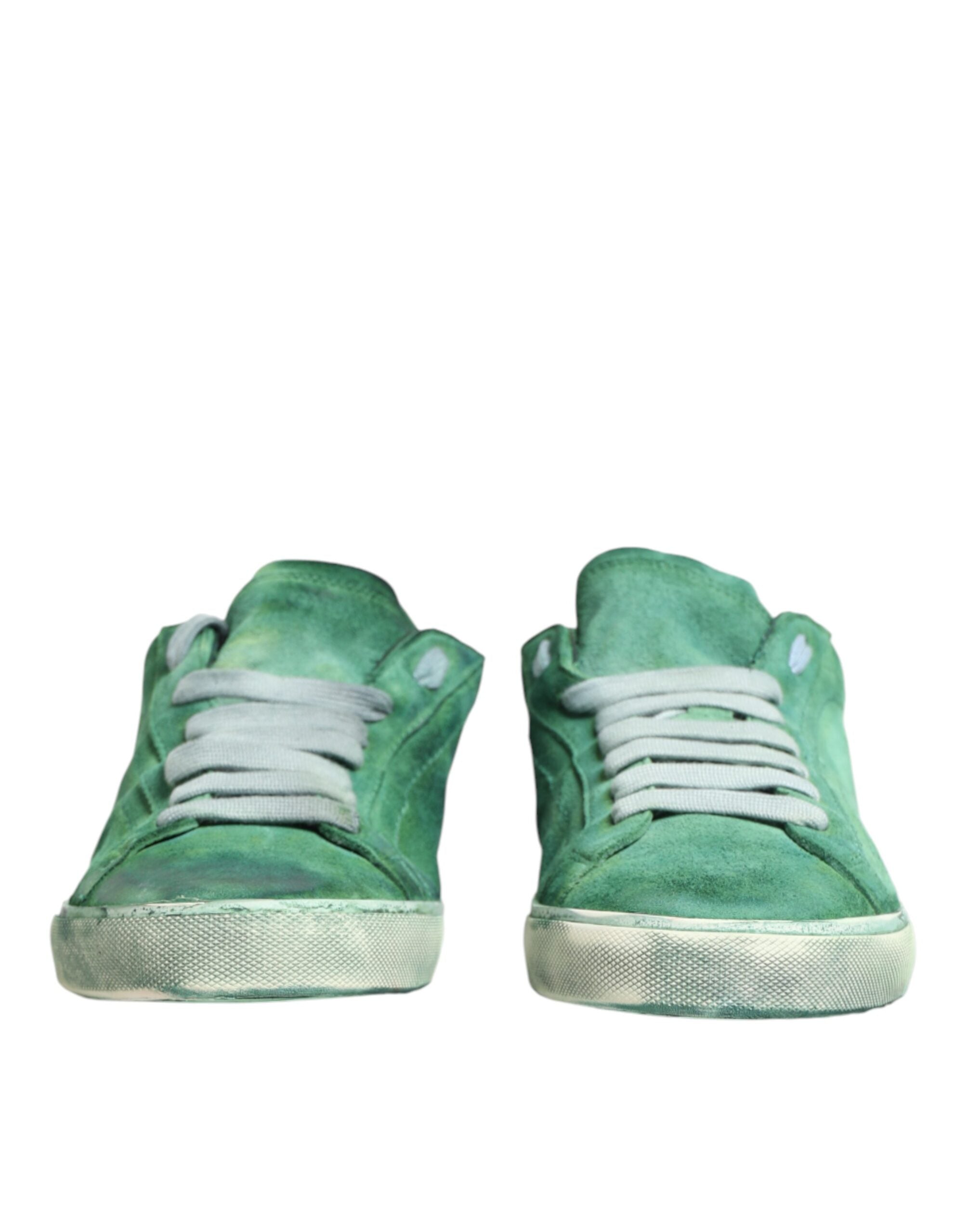 Dolce & Gabbana Green Suade DG Logo Sole Low Top Sneakers Shoes Dolce & Gabbana