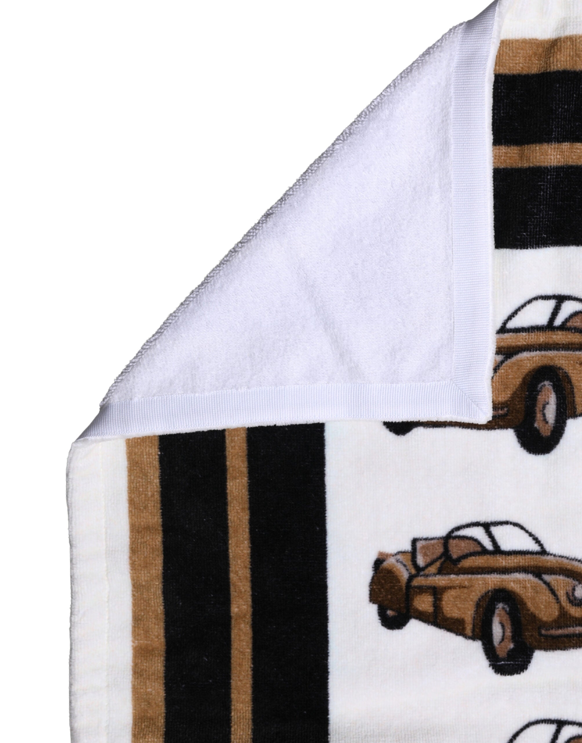 Dolce & Gabbana Towel White Cotton Car Graphic Print 115cm x 180cm Beach Dolce & Gabbana