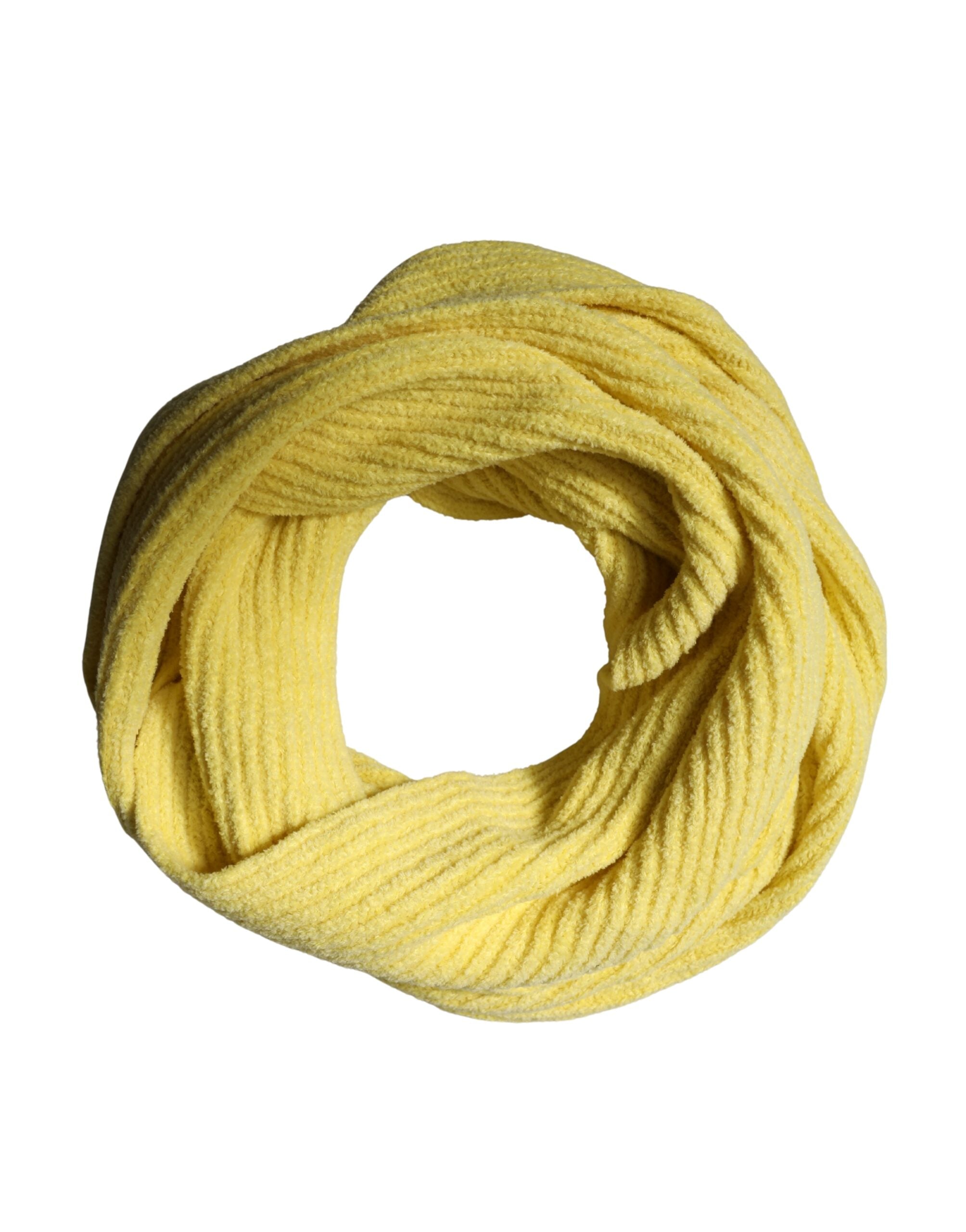 Dolce & Gabbana Yellow Cotton Knitted Neck Foulard 270cm x 31cm  Men Scarf Dolce & Gabbana