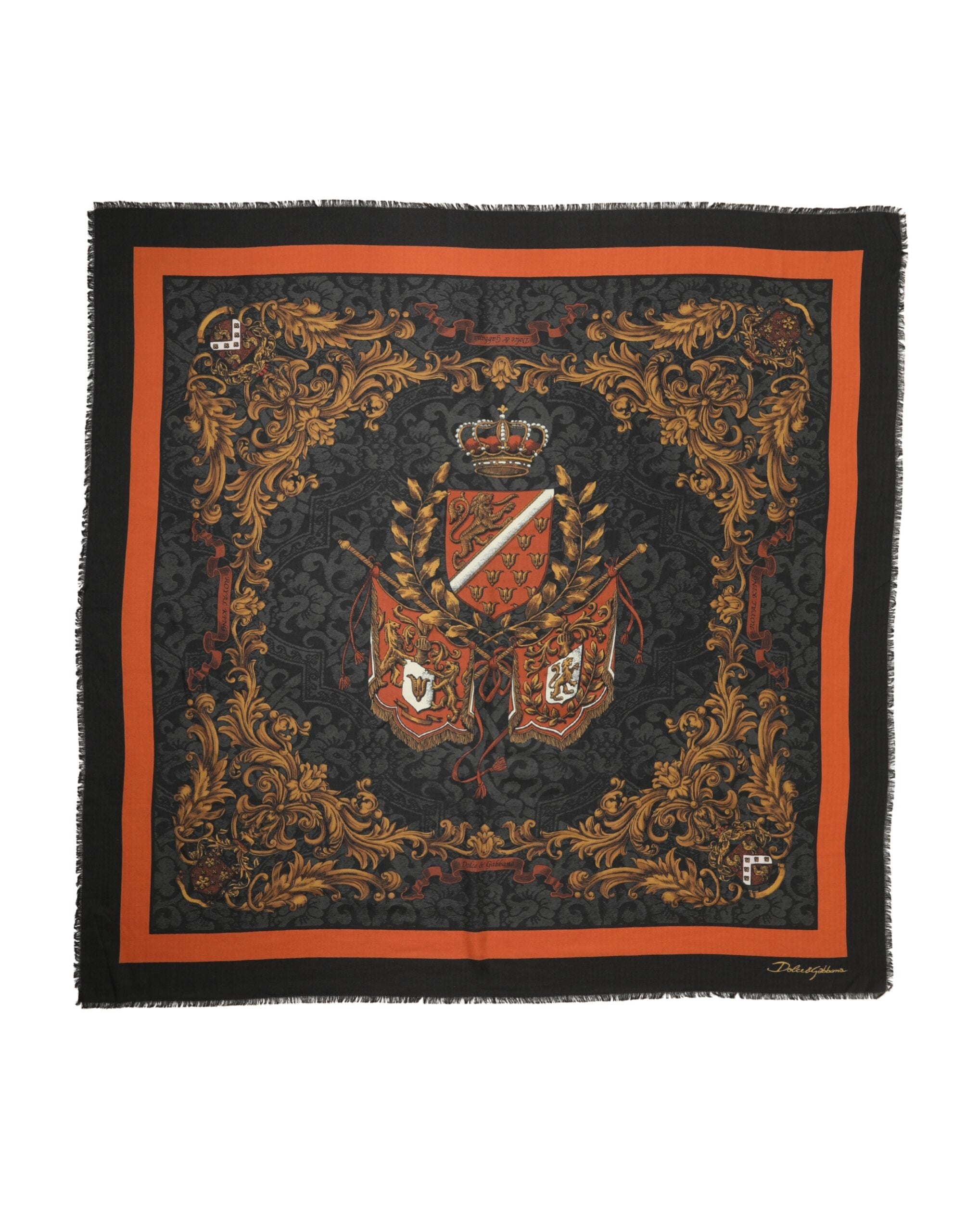 Dolce & Gabbana Multicolor Crest Print Cashmere 272cm x 132cm Men Scarf Dolce & Gabbana