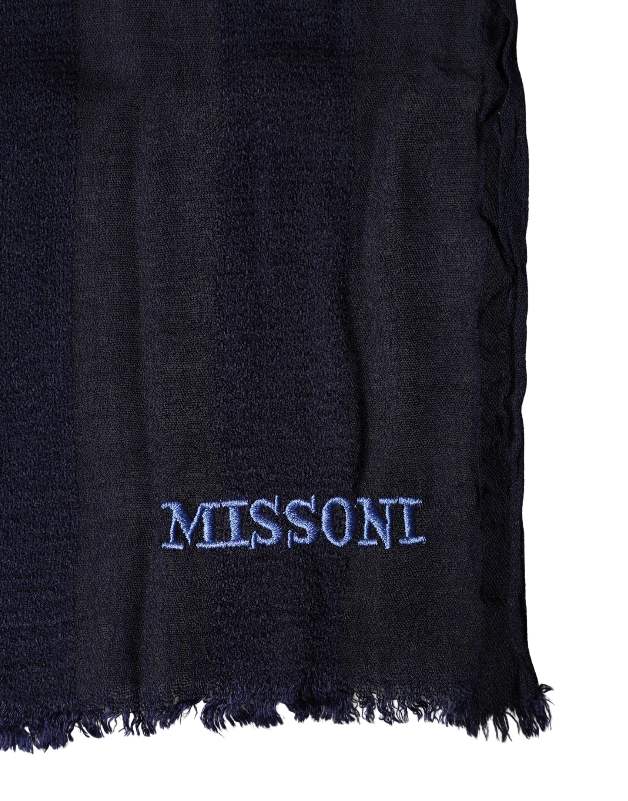 Dolce & Gabbana Dark Blue Wool Knit Unisex Wrap Fringe Shawl 170cm x 60cm Scarf Dolce & Gabbana