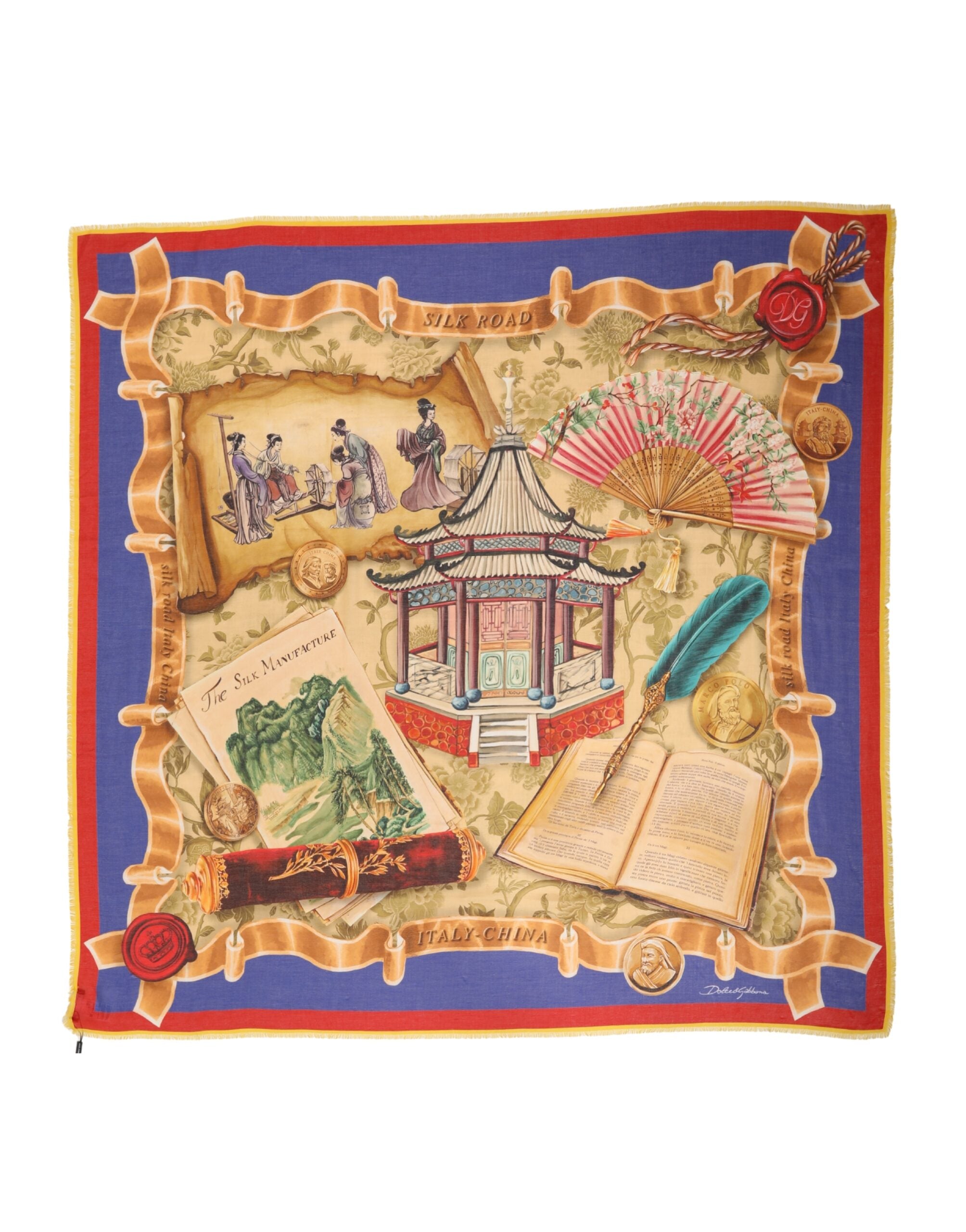 Dolce & Gabbana Multicolor Italy China Shawl Wrap 140cm x 130cm  Scarf Dolce & Gabbana