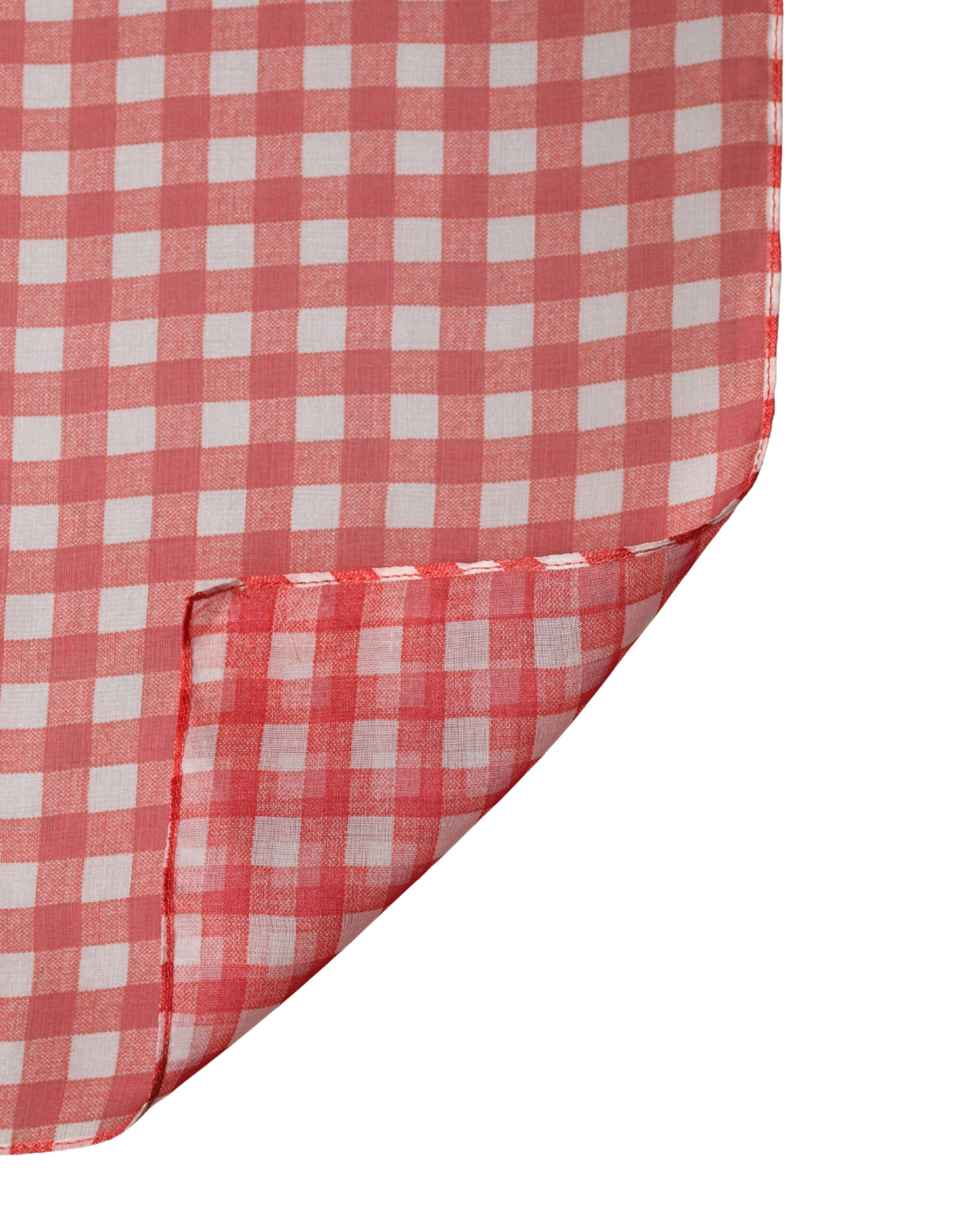 Dolce & Gabbana White Red Check Silk Wrap Foulard 140cm x 136cm Scarf Dolce & Gabbana
