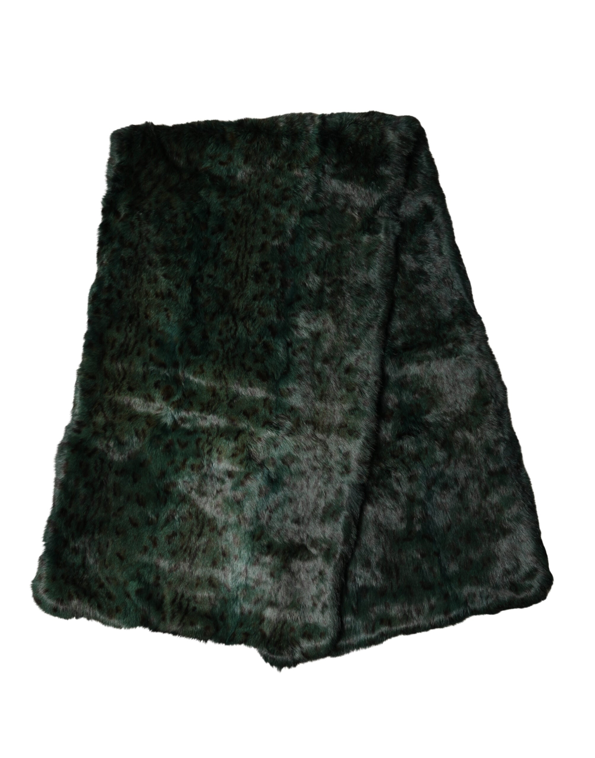 Dolce & Gabbana Black Green Stripe Fur Shawl Neck Wrap 180cm x49cm  Scarf Dolce & Gabbana