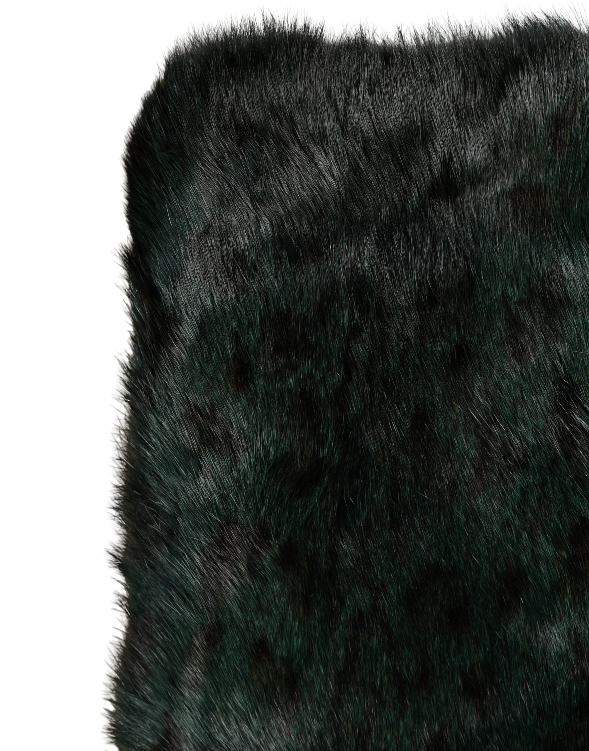 Dolce & Gabbana Black Green Stripe Fur Shawl Neck Wrap 180cm x49cm  Scarf Dolce & Gabbana
