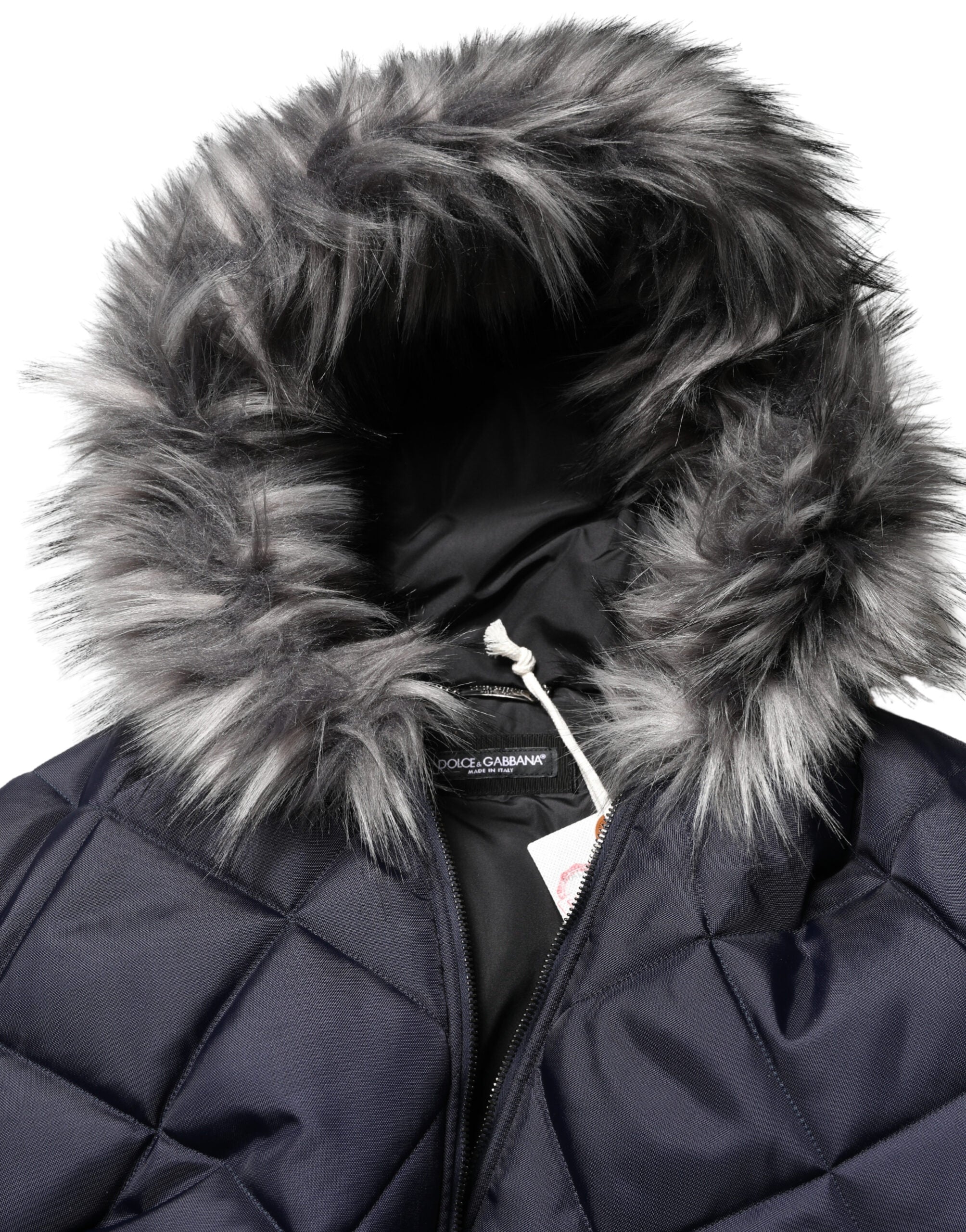 Dolce & Gabbana Black Quilted Fur Shearling Hooded  Jacket Dolce & Gabbana