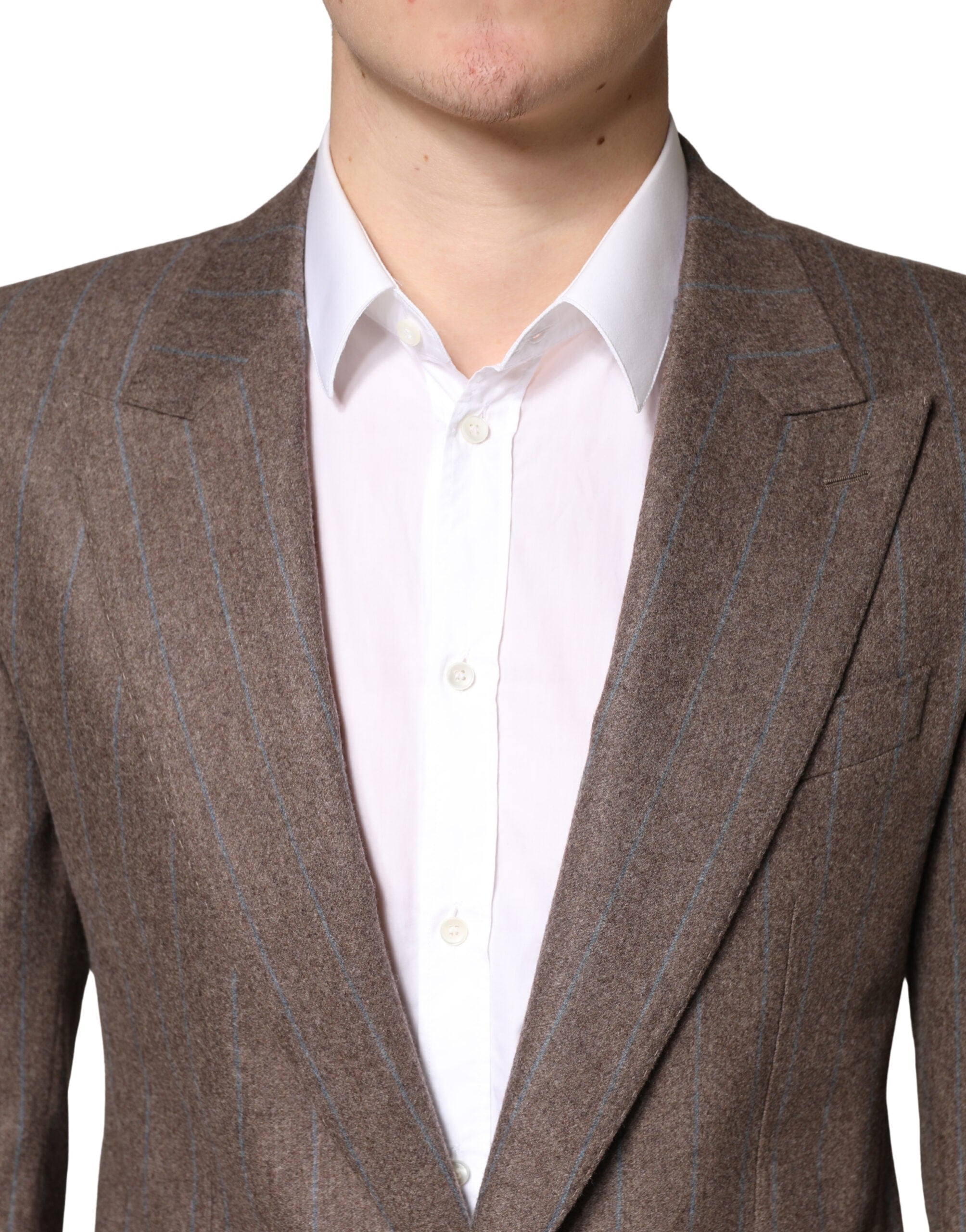 Dolce & Gabbana Brown Stripes Single Breasted Blazer Dolce & Gabbana