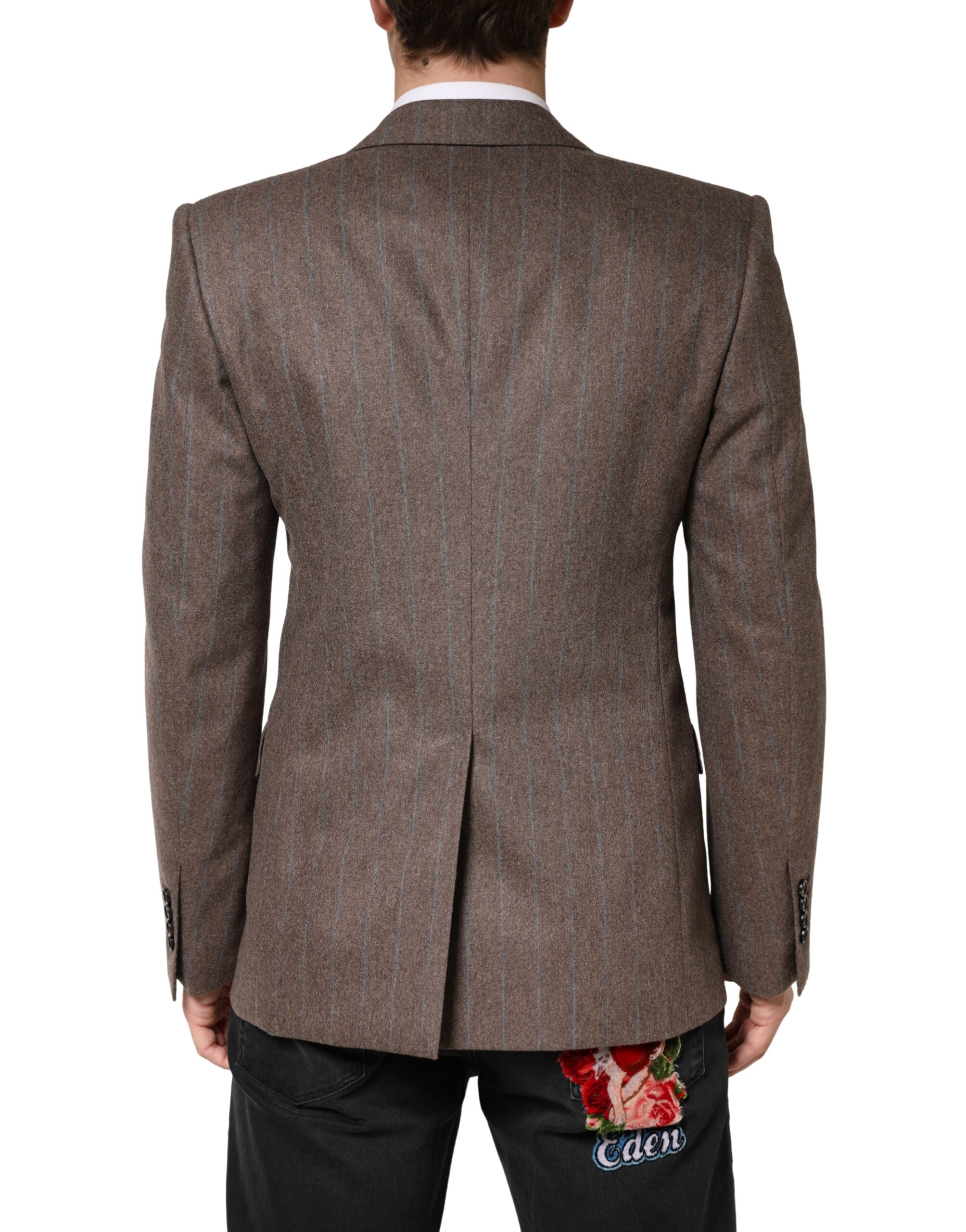 Dolce & Gabbana Brown Stripes Single Breasted Blazer Dolce & Gabbana