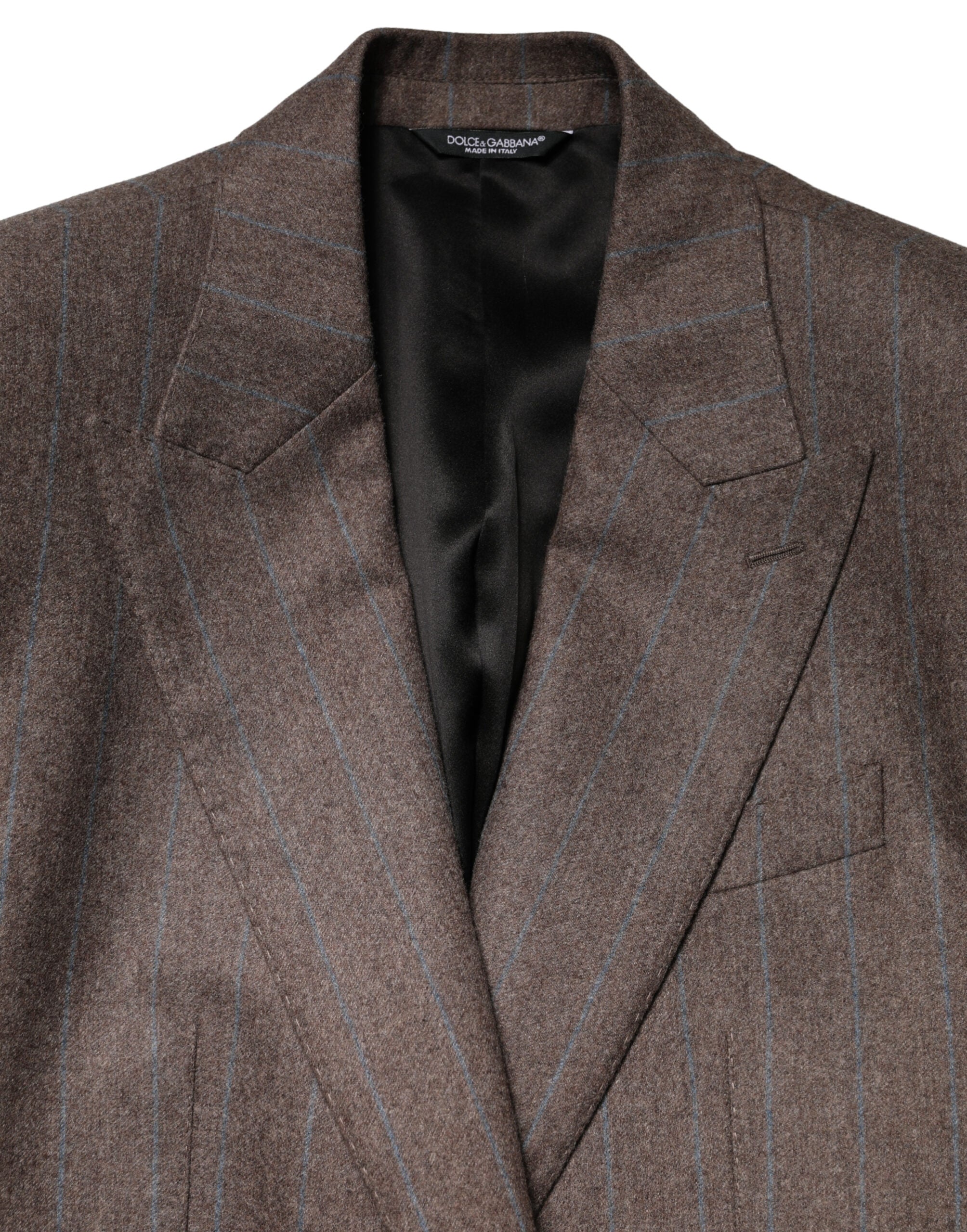 Dolce & Gabbana Brown Stripes Single Breasted Blazer Dolce & Gabbana