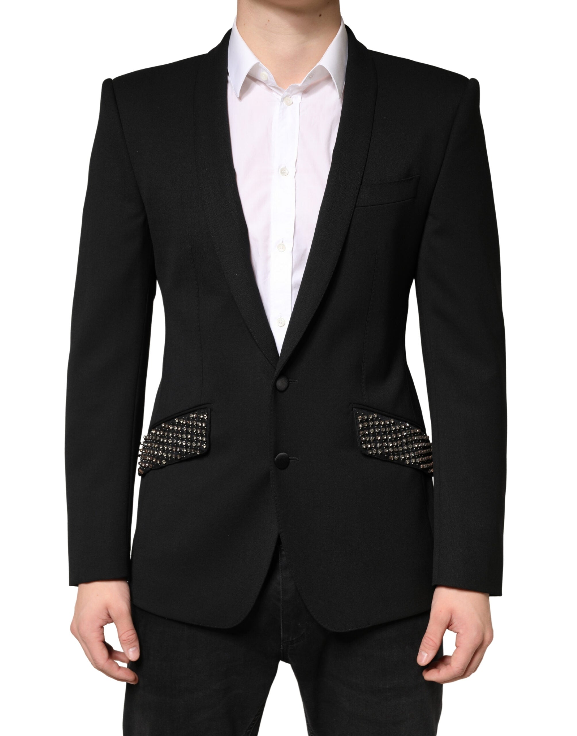 Dolce & Gabbana Black Embellished Single Breasted Blazer Dolce & Gabbana