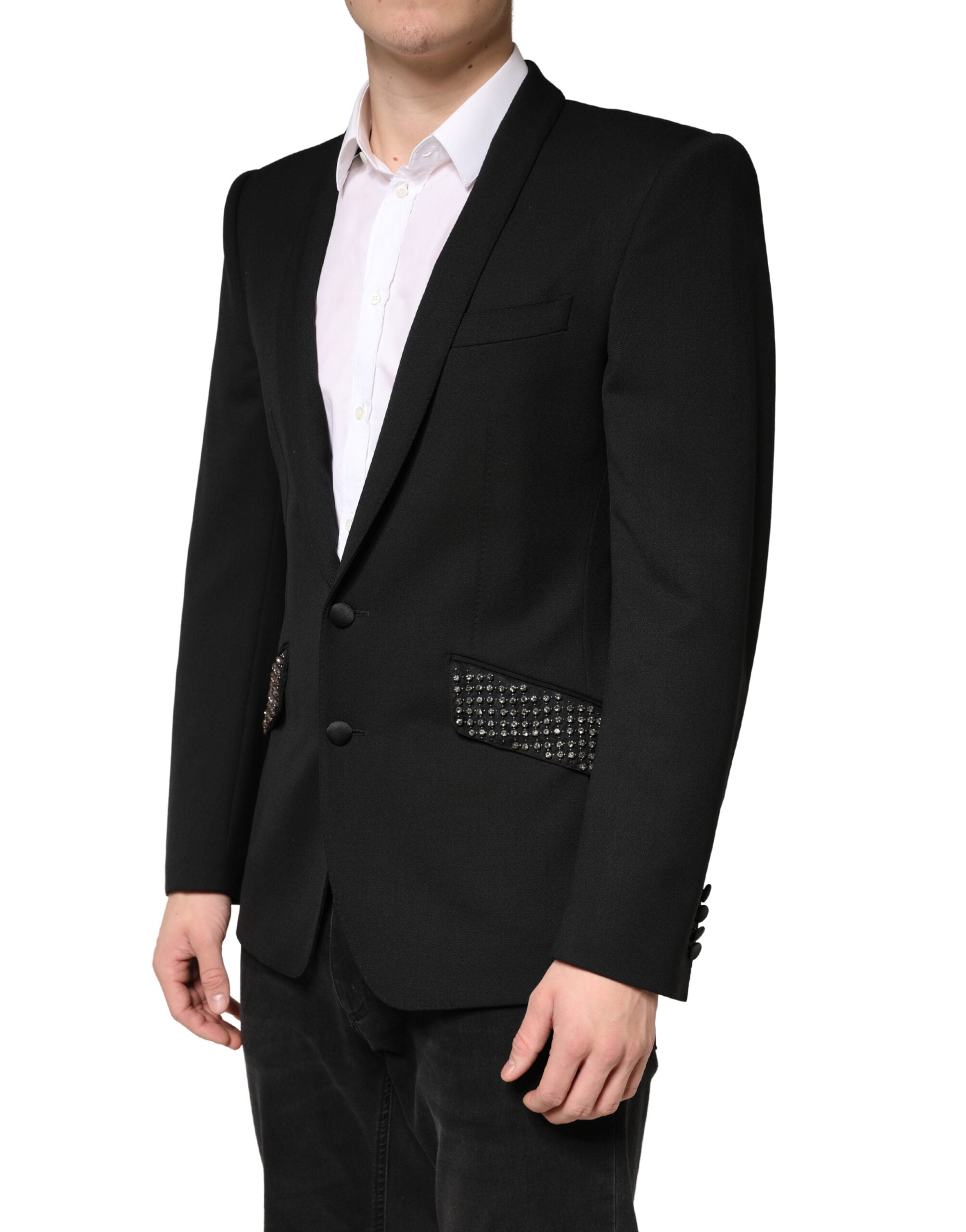 Dolce & Gabbana Black Embellished Single Breasted Blazer Dolce & Gabbana