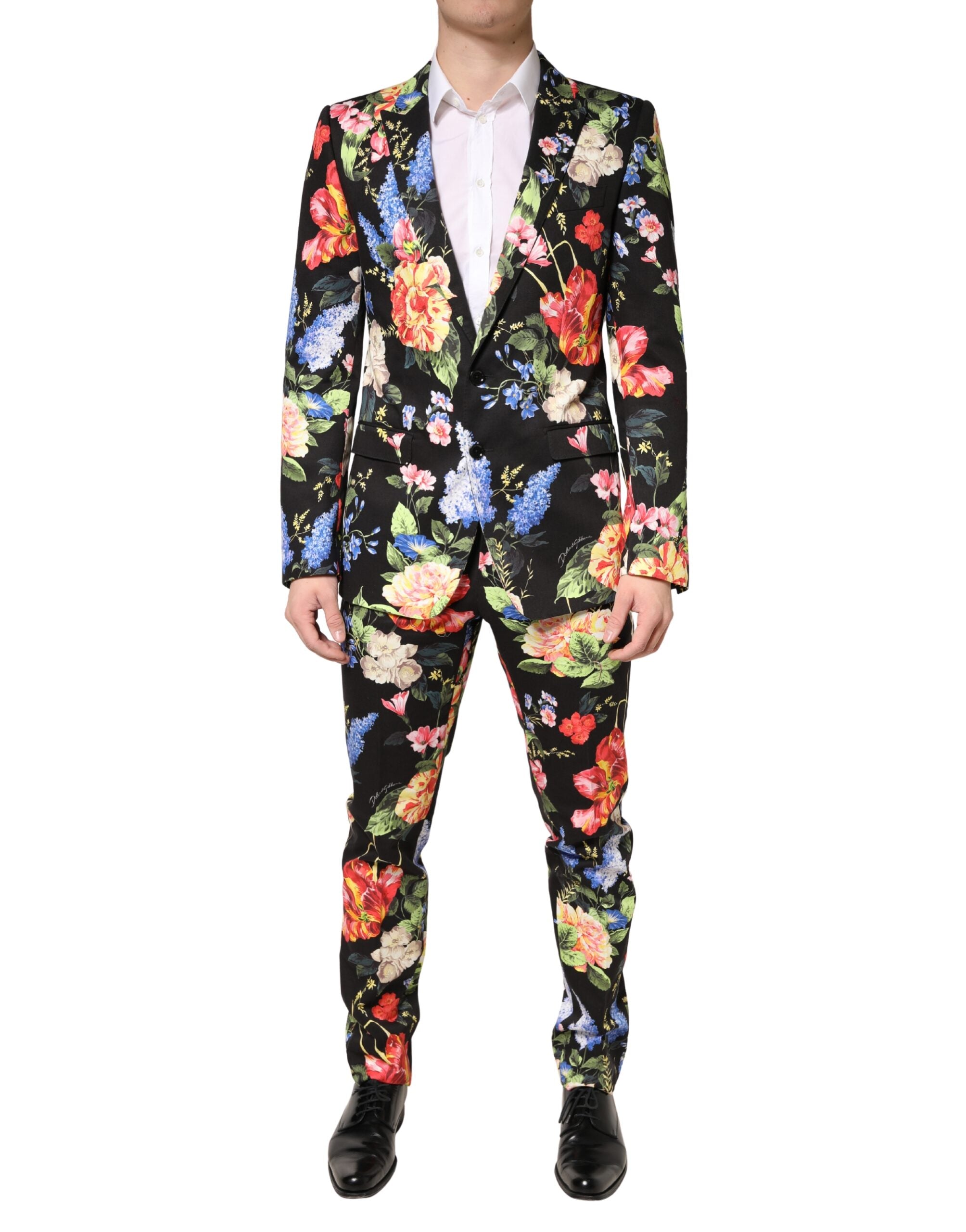 Dolce & Gabbana Black Floral Single Breasted MARTINI 2 Piece Suit Dolce & Gabbana