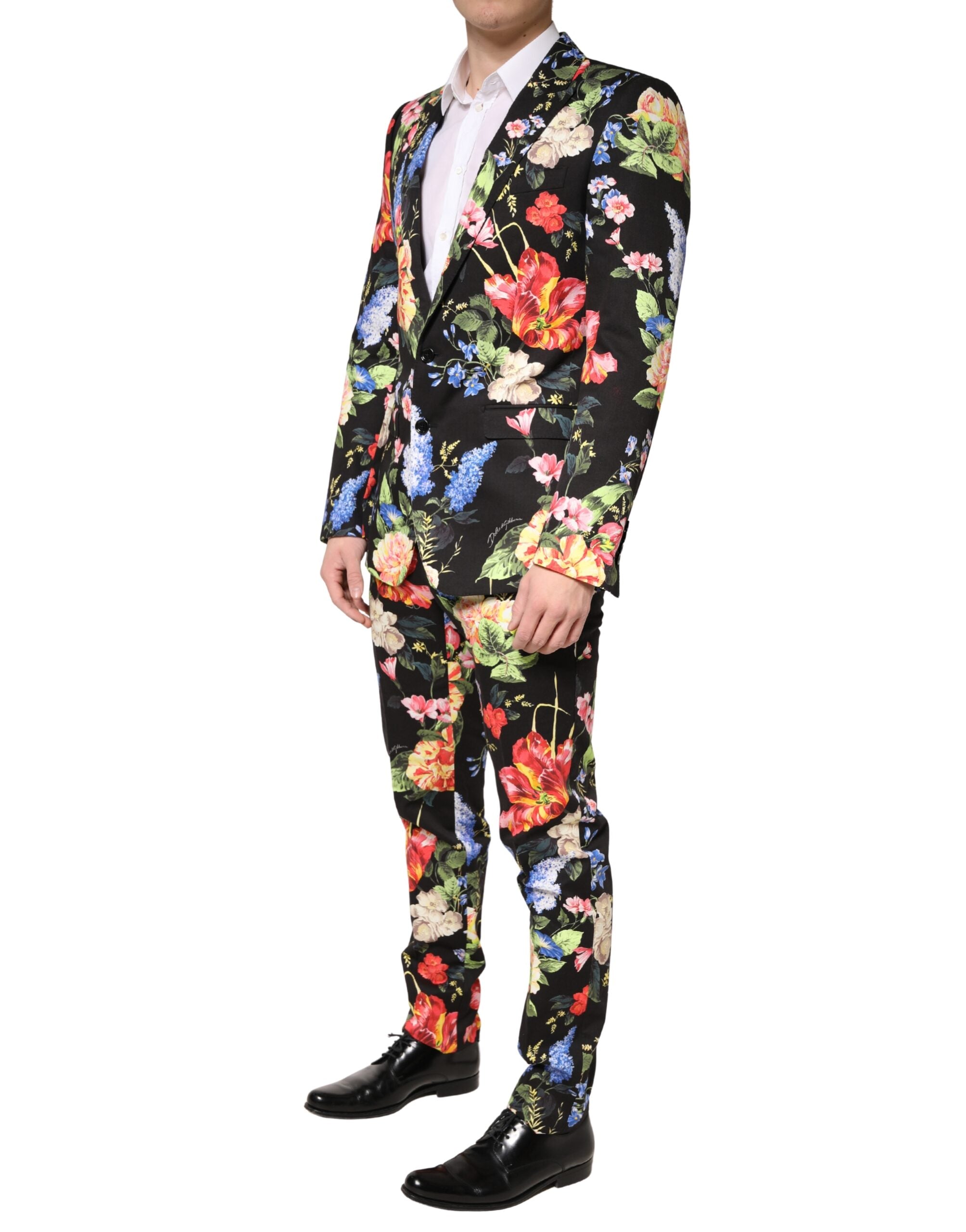 Dolce & Gabbana Black Floral Single Breasted MARTINI 2 Piece Suit Dolce & Gabbana