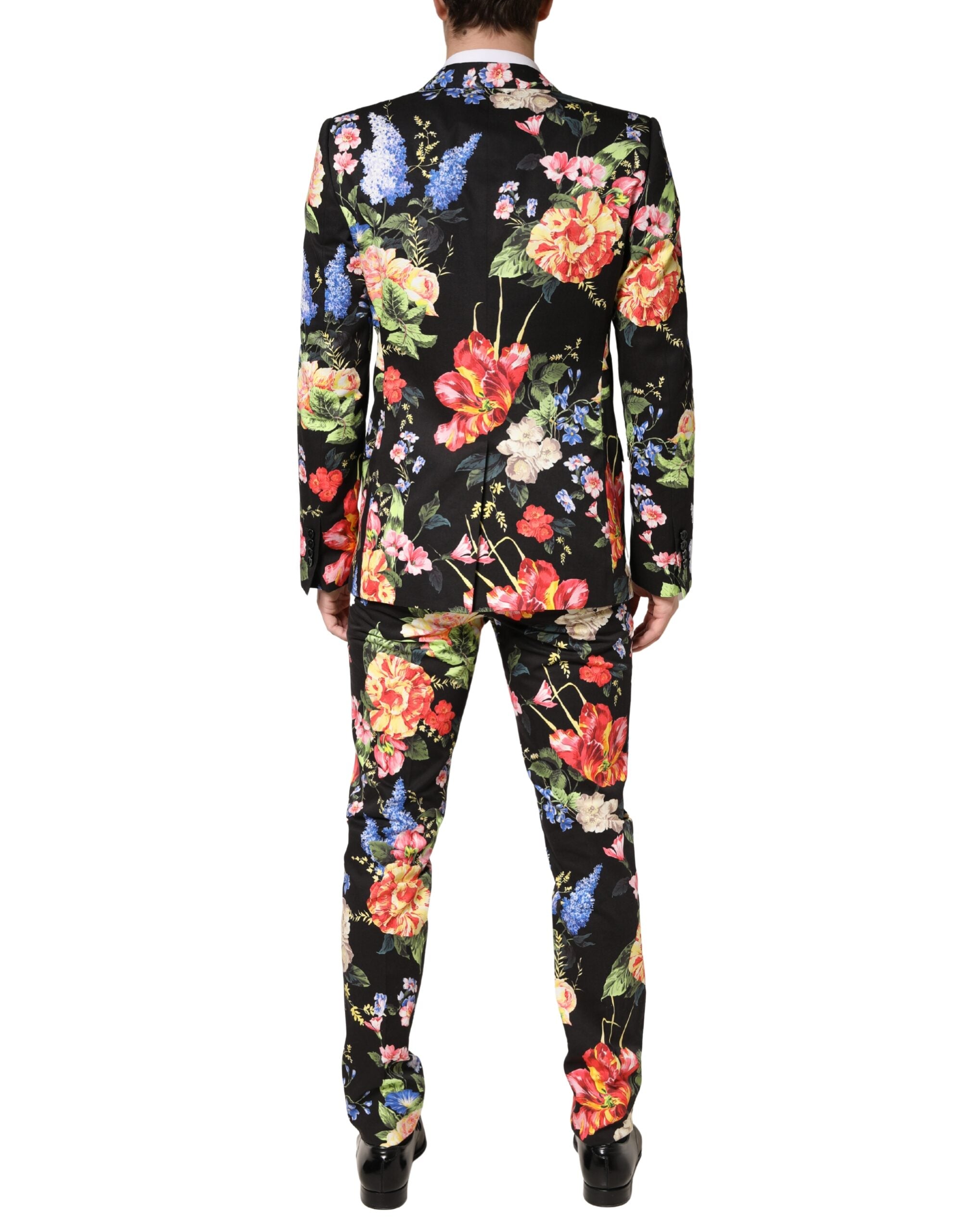 Dolce & Gabbana Black Floral Single Breasted MARTINI 2 Piece Suit Dolce & Gabbana