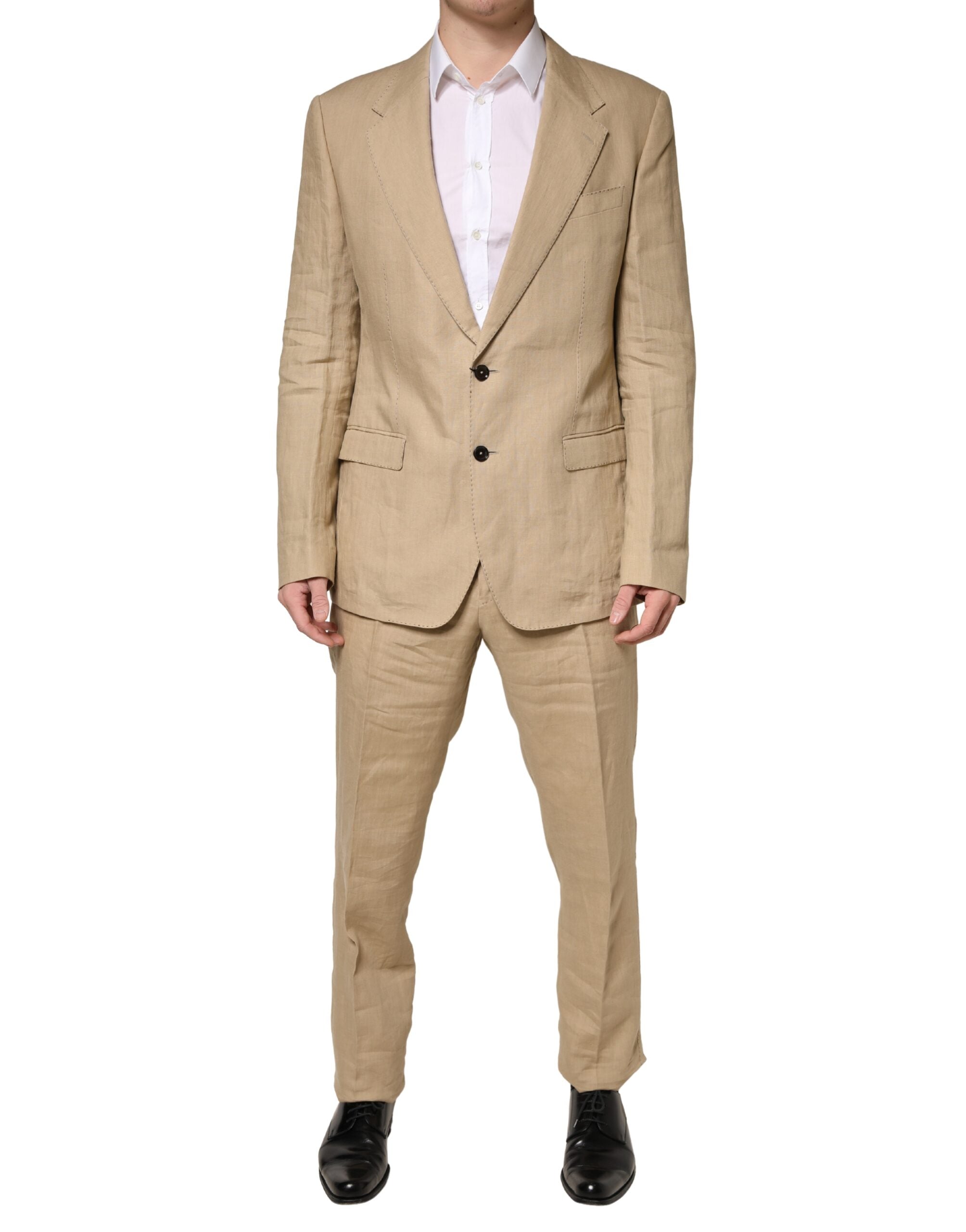 Dolce & Gabbana Beige TAORMINA Single Breasted Formal 2 Piece Suit Dolce & Gabbana