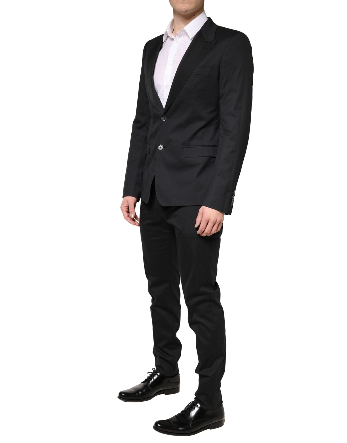 Dolce & Gabbana Black Cotton Single Breasted 2 Piece Suit