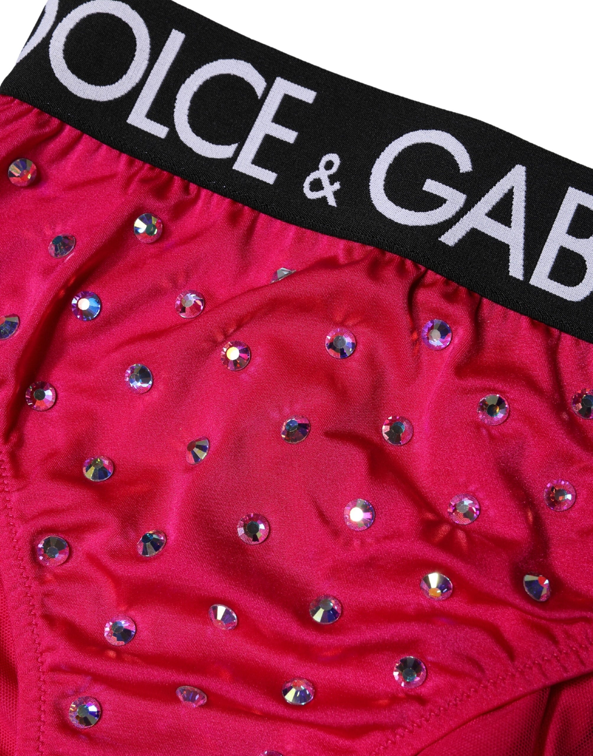 Dolce & Gabbana Pink Embellished High-Waist Brief Logo Underwear Dolce & Gabbana
