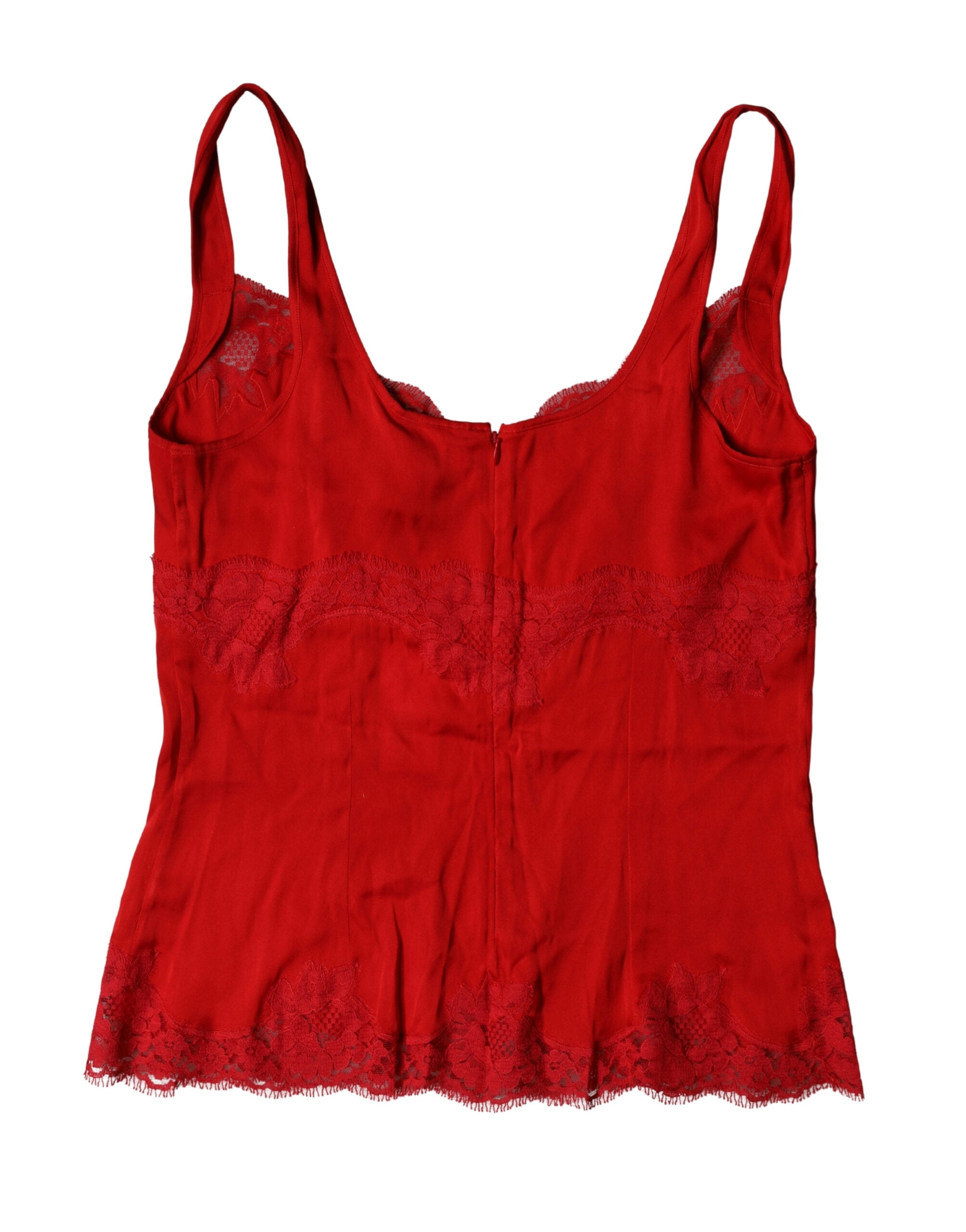 Dolce & Gabbana Red Silk Floral Lace Lingerie Top Underwear Dolce & Gabbana