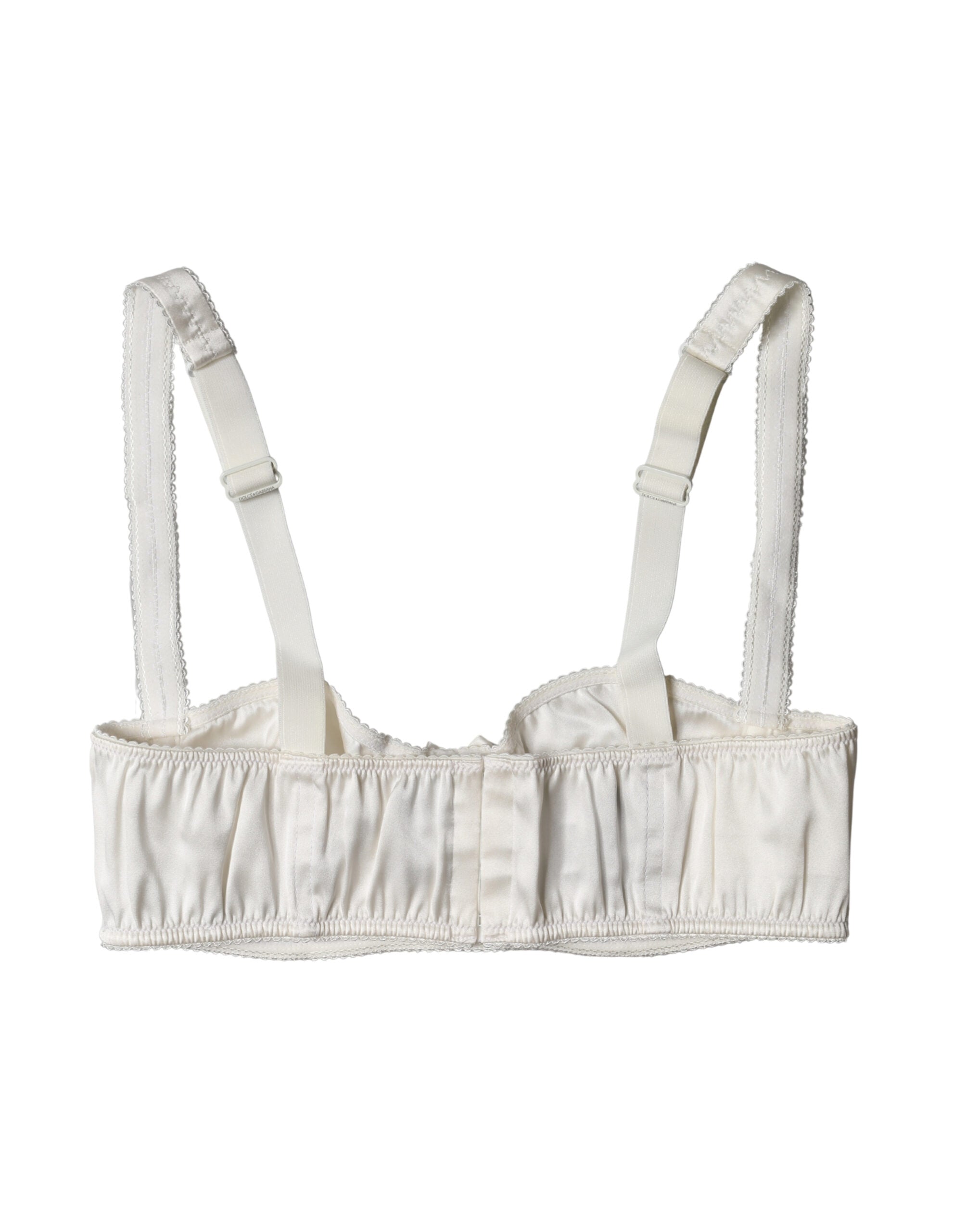 Dolce & Gabbana White Silk Satin Underwire Bra Semi Pad Underwear Dolce & Gabbana