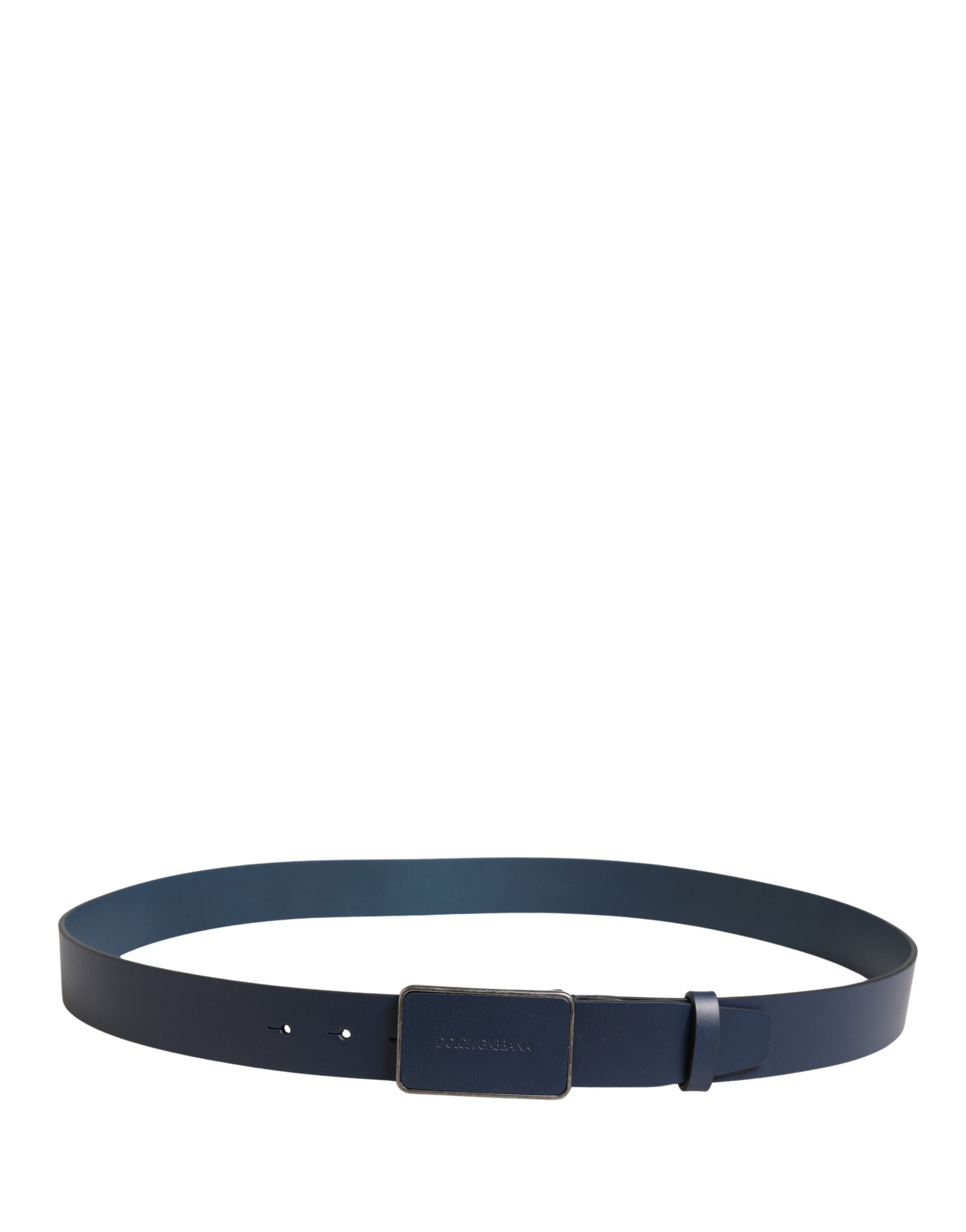Dolce & Gabbana Blue Leather Logo Metal Buckle Men Belt Dolce & Gabbana