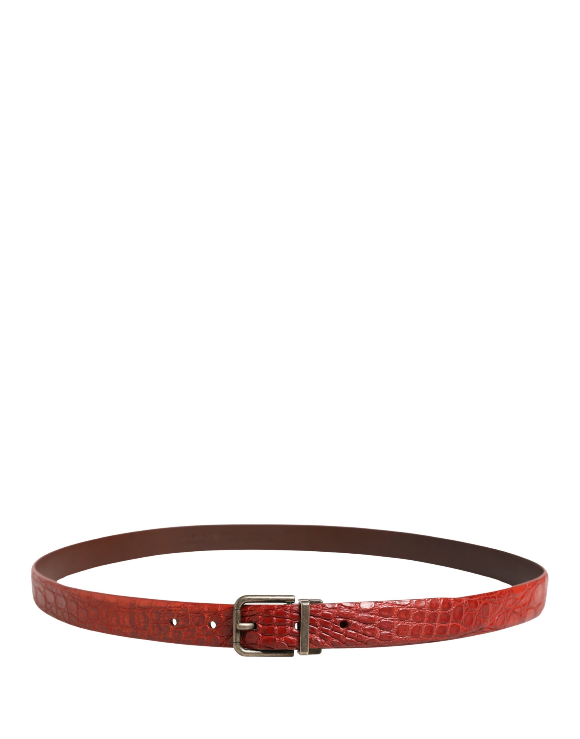 Dolce & Gabbana Red Leather Gold Tone Metal Buckle Men Belt Dolce & Gabbana