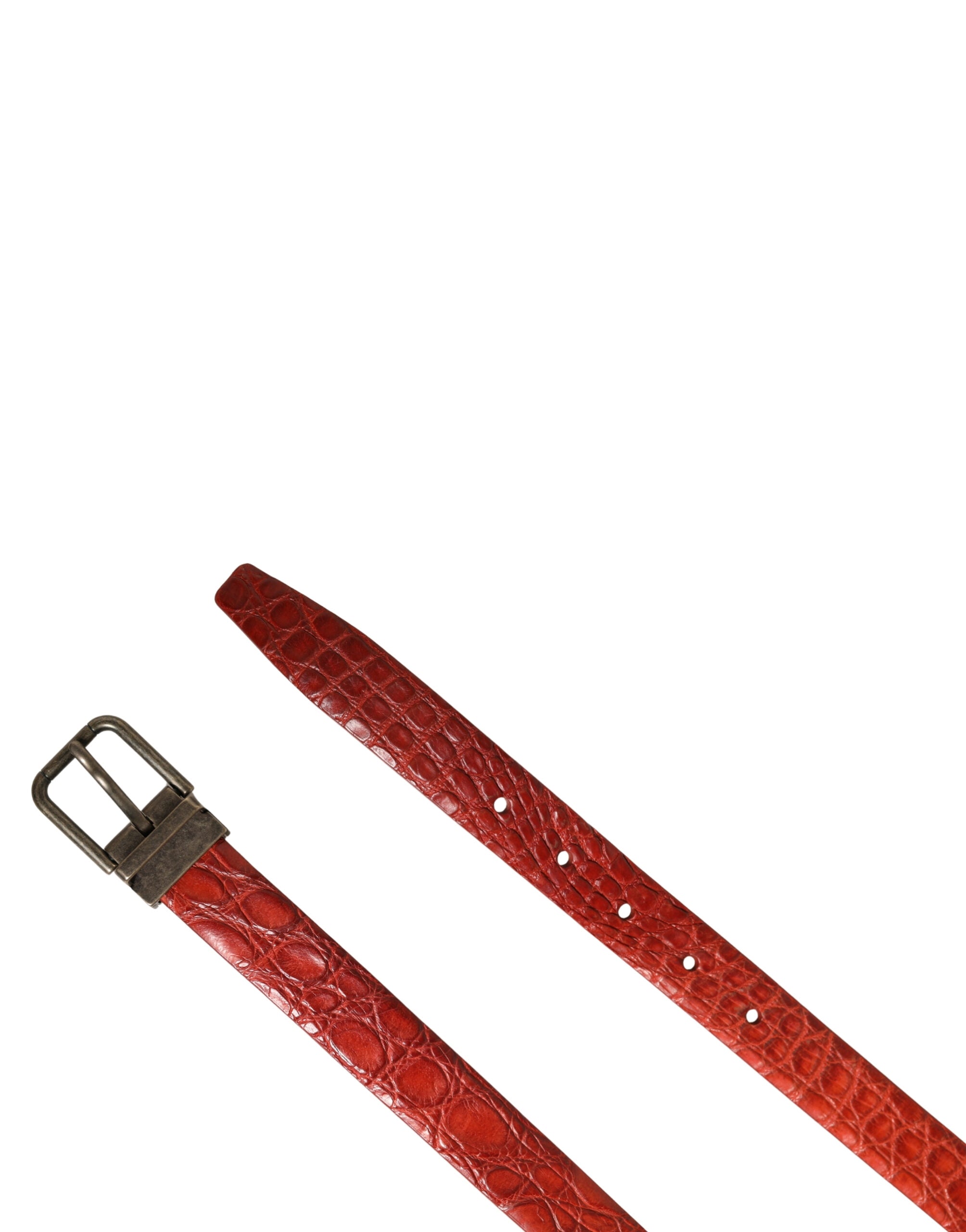 Dolce & Gabbana Red Leather Gold Tone Metal Buckle Men Belt Dolce & Gabbana
