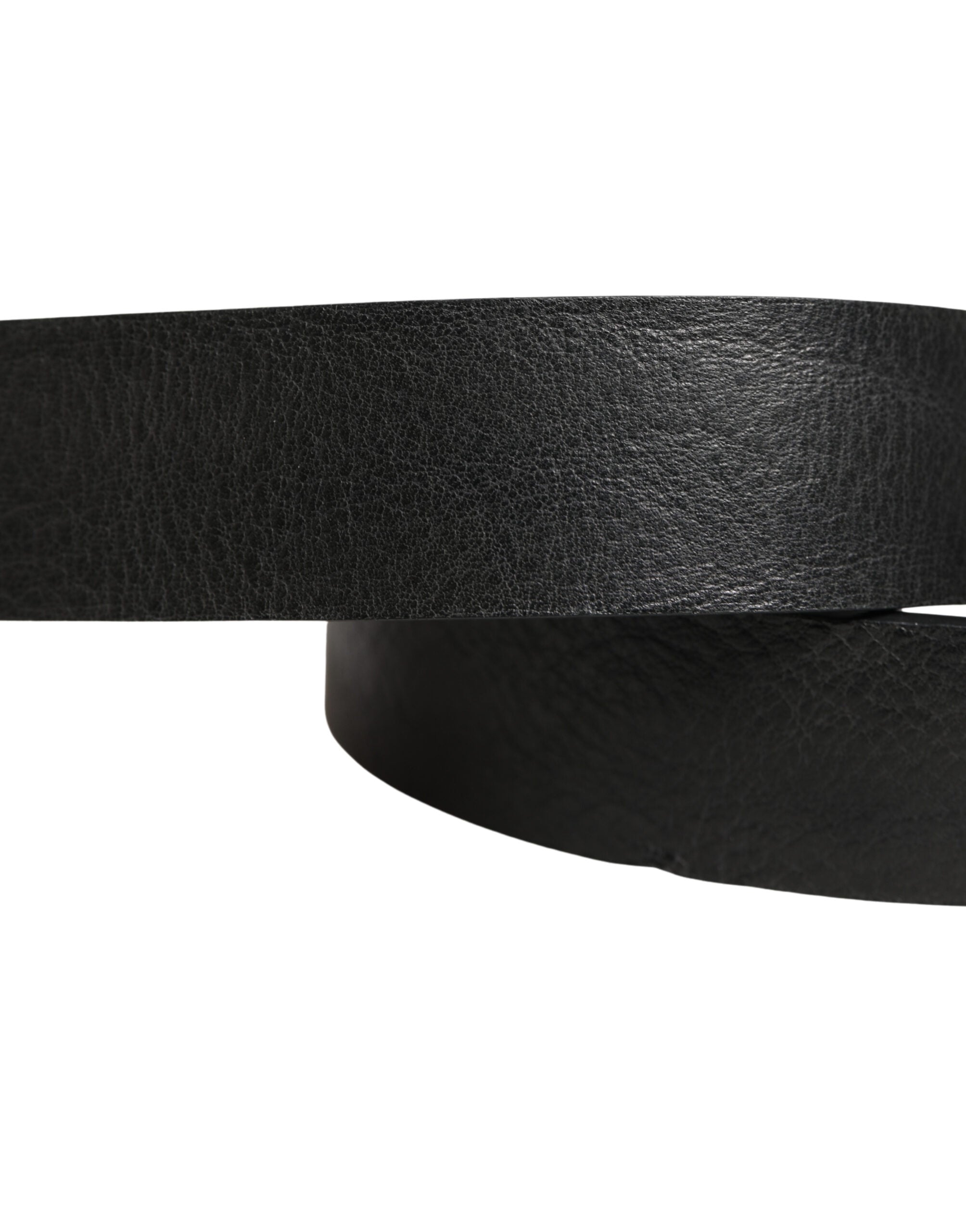 Dolce & Gabbana Black Leather Silver Chain Waist Men Belt Dolce & Gabbana