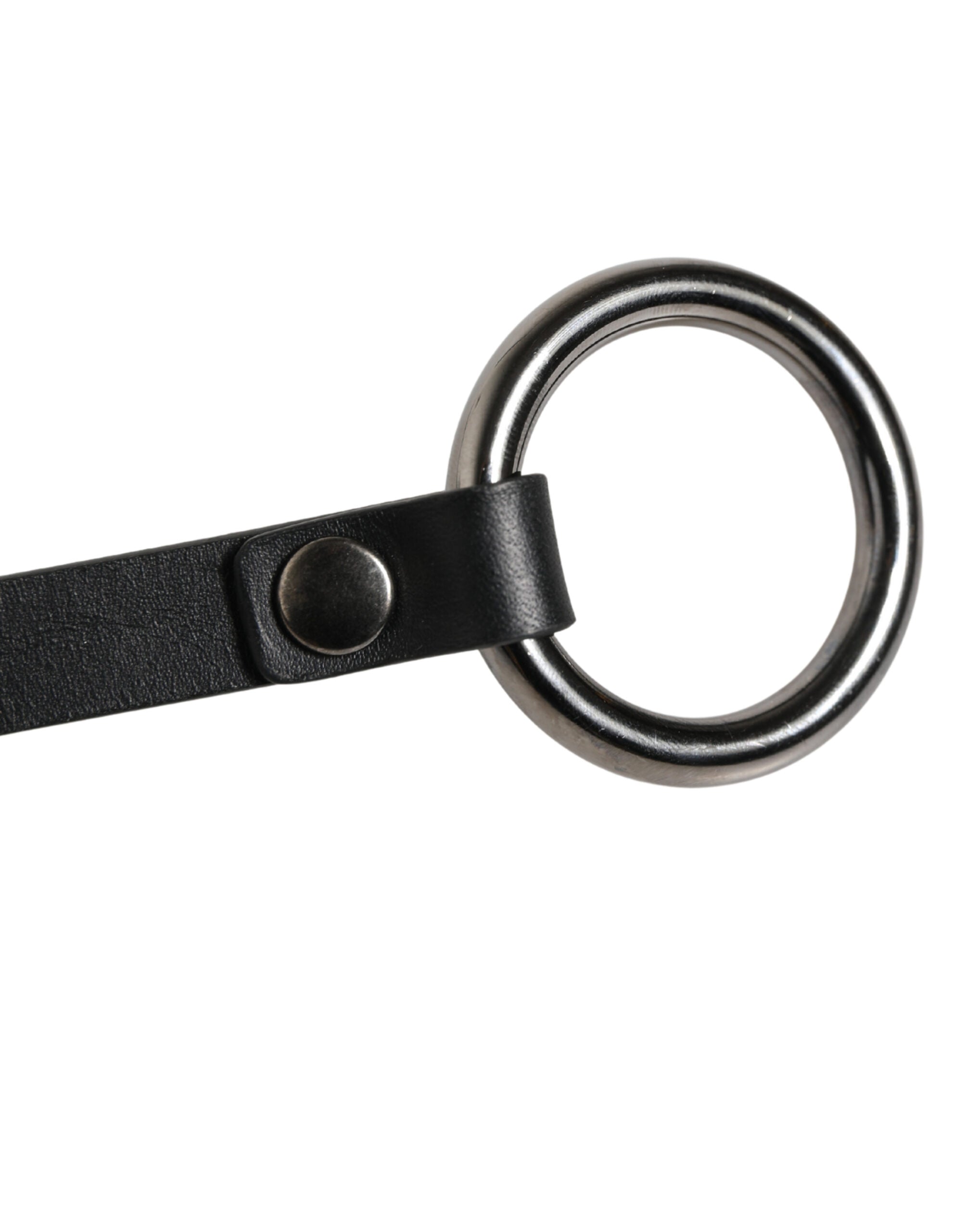 Dolce & Gabbana Black Leather Silver Chain Waist Men Belt Dolce & Gabbana