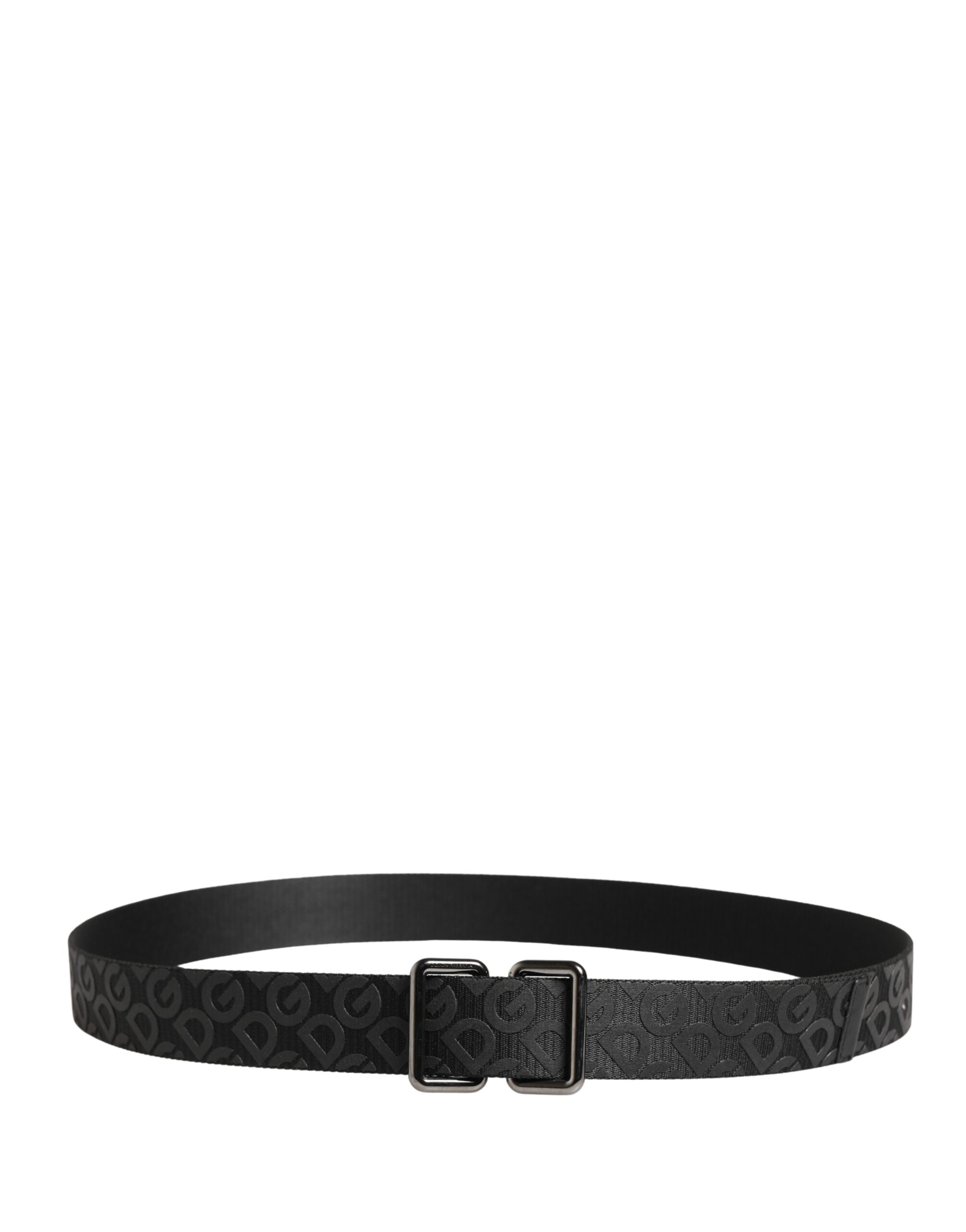 Dolce & Gabbana Black Logo Monogram Silver Metal Buckle Belt Dolce & Gabbana
