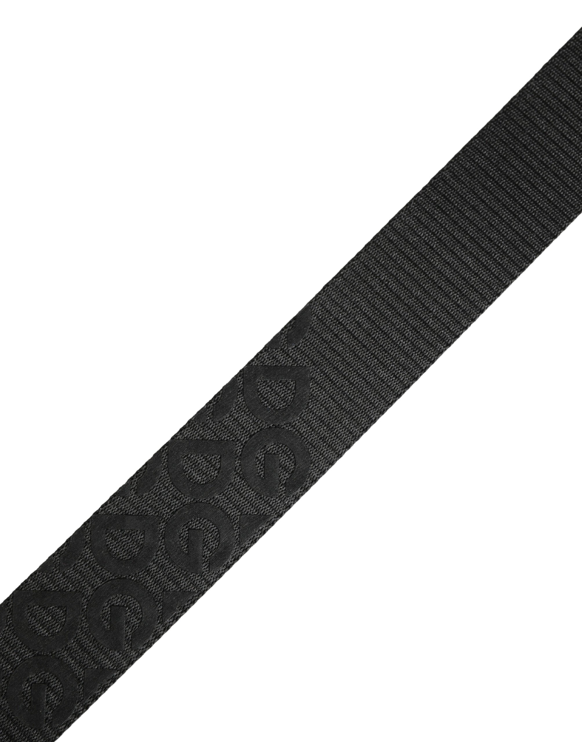 Dolce & Gabbana Black Logo Monogram Silver Metal Buckle Belt Dolce & Gabbana