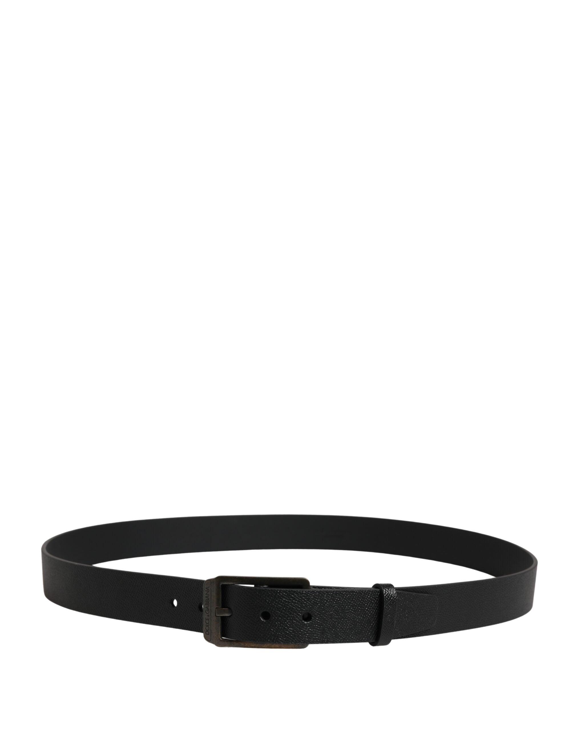 Dolce & Gabbana Black Calf Leather Gold Metal Buckle  Belt Dolce & Gabbana