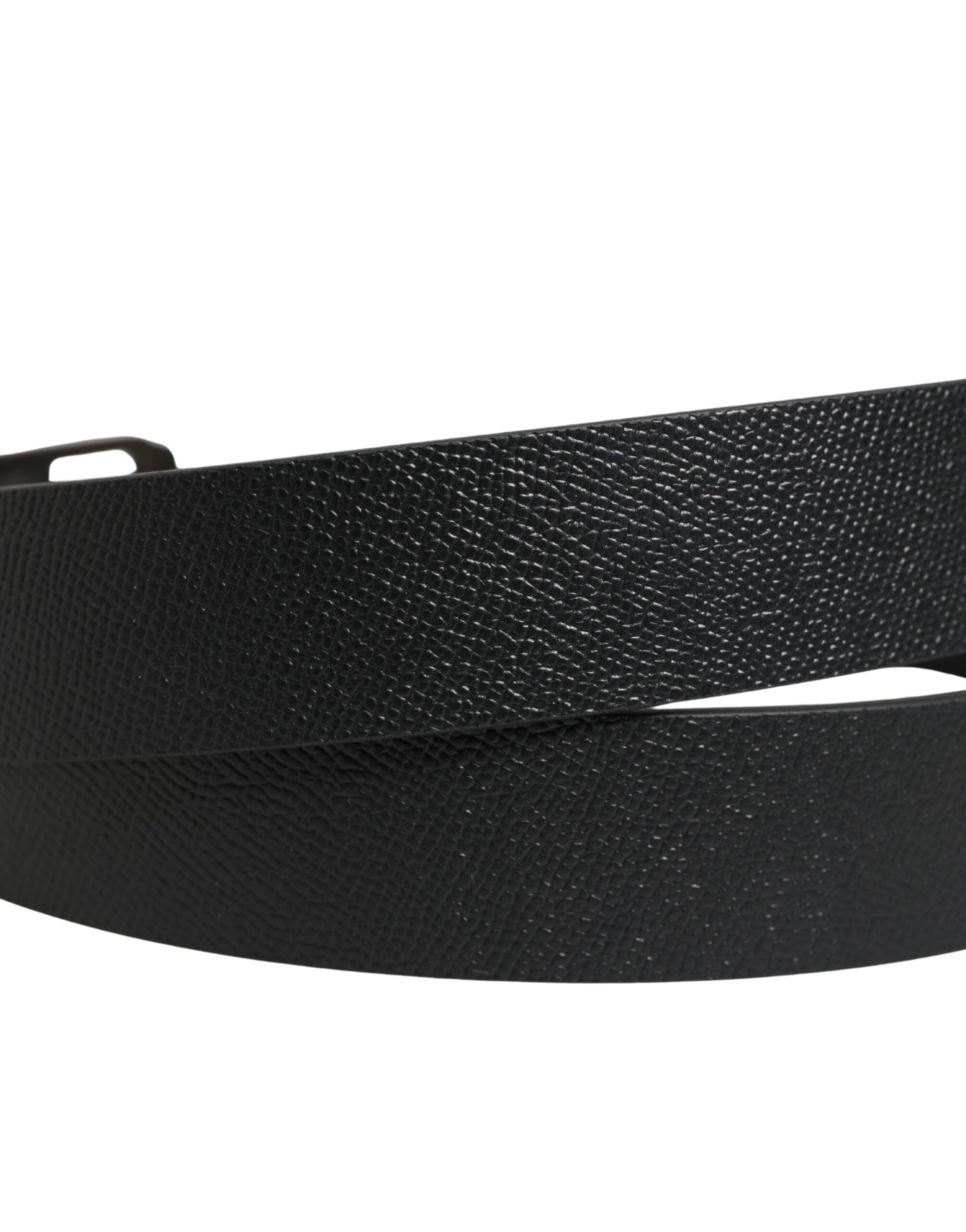 Dolce & Gabbana Black Calf Leather Gold Metal Buckle  Belt Dolce & Gabbana