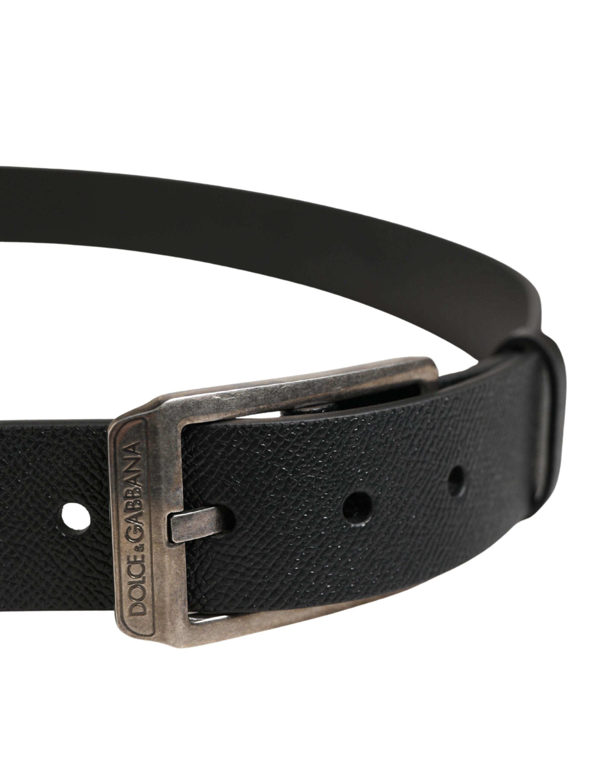 Dolce & Gabbana Black Calf Leather Silver Metal Buckle Belt Dolce & Gabbana