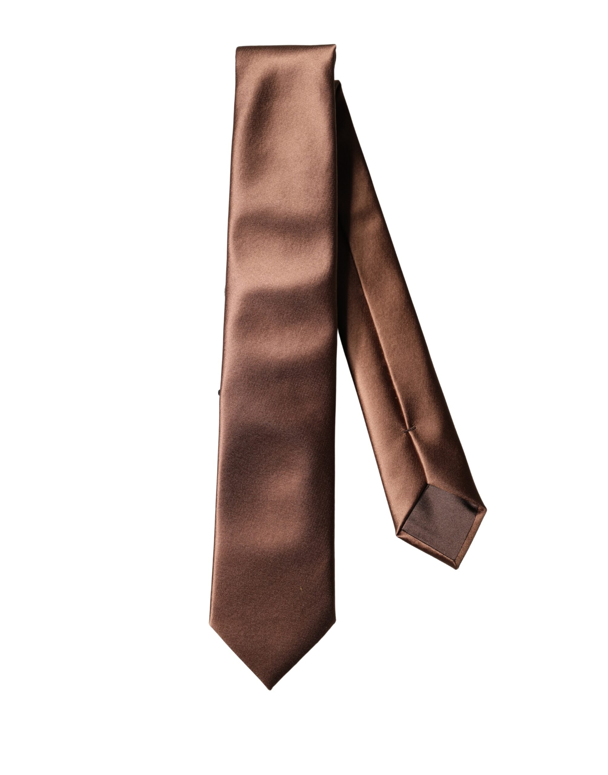 Dolce & Gabbana Brown Satin 100% Silk Wide Adjustable Men Necktie Tie Dolce & Gabbana