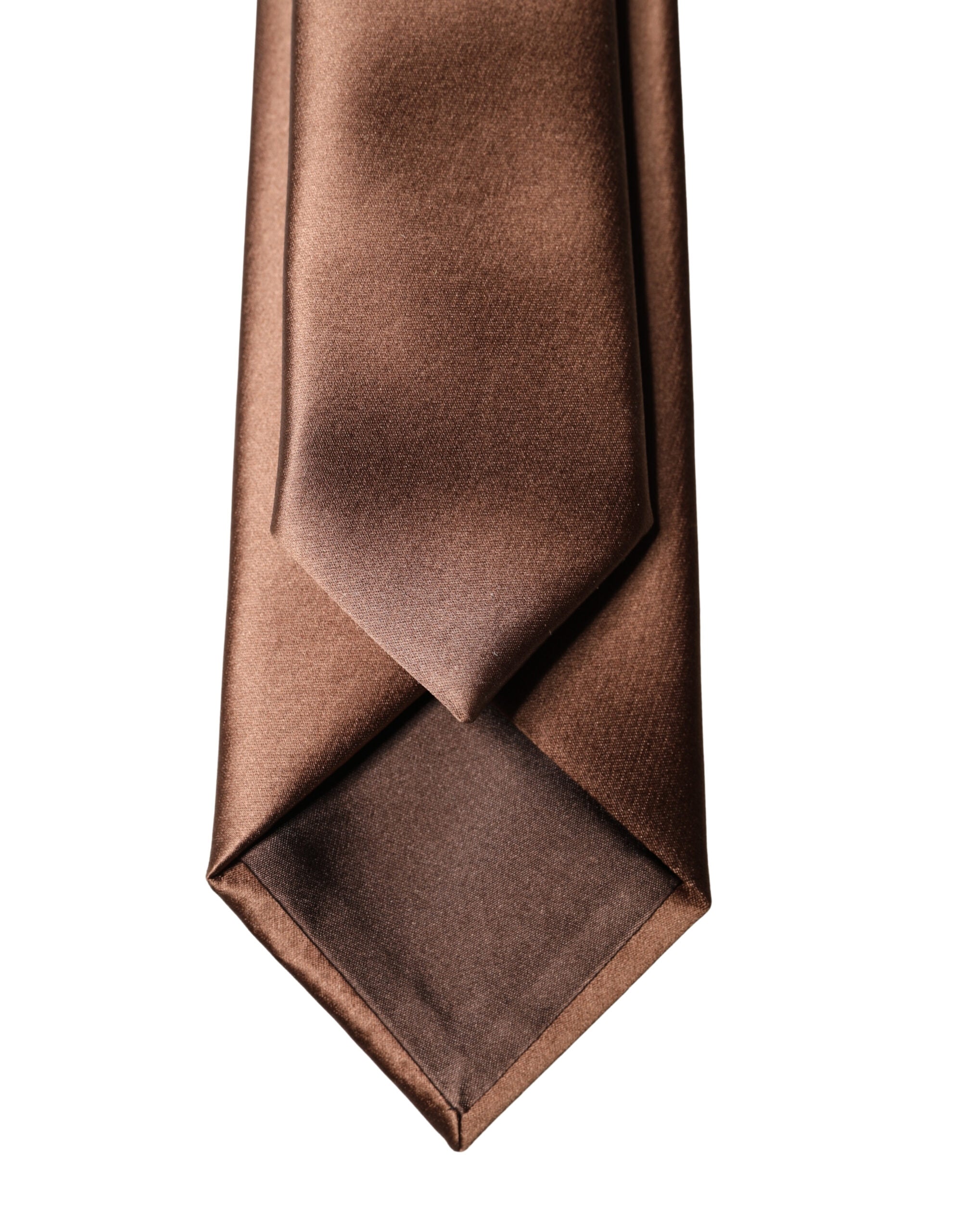 Dolce & Gabbana Brown Satin 100% Silk Wide Adjustable Men Necktie Tie Dolce & Gabbana