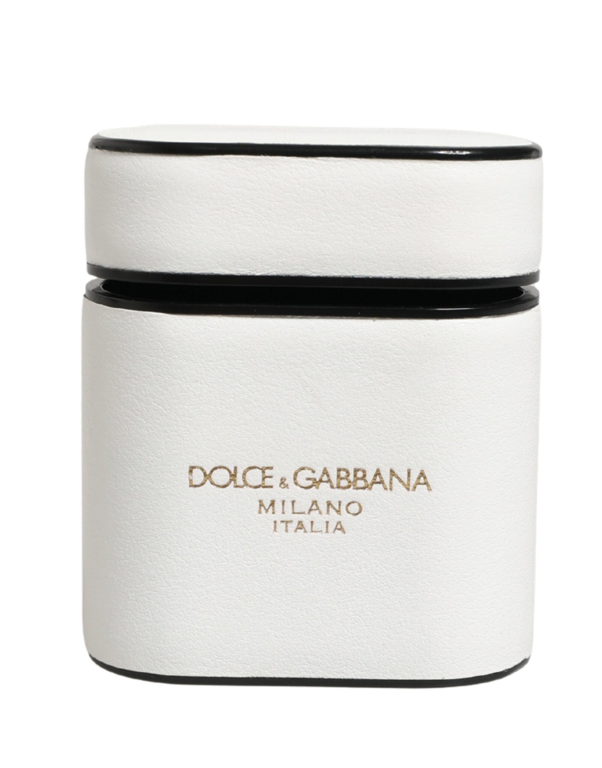 Dolce & Gabbana White Calf Leather Logo Print Flip Holder  Airpods Case Dolce & Gabbana