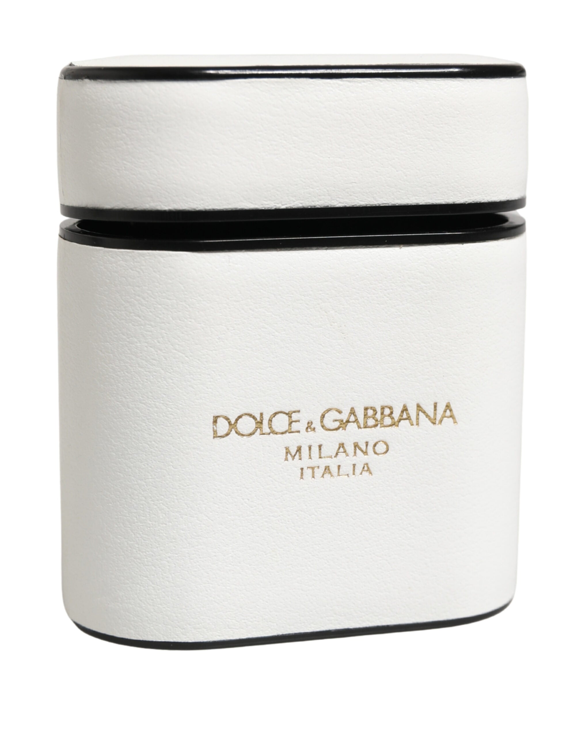 Dolce & Gabbana White Calf Leather Logo Print Flip Holder  Airpods Case Dolce & Gabbana