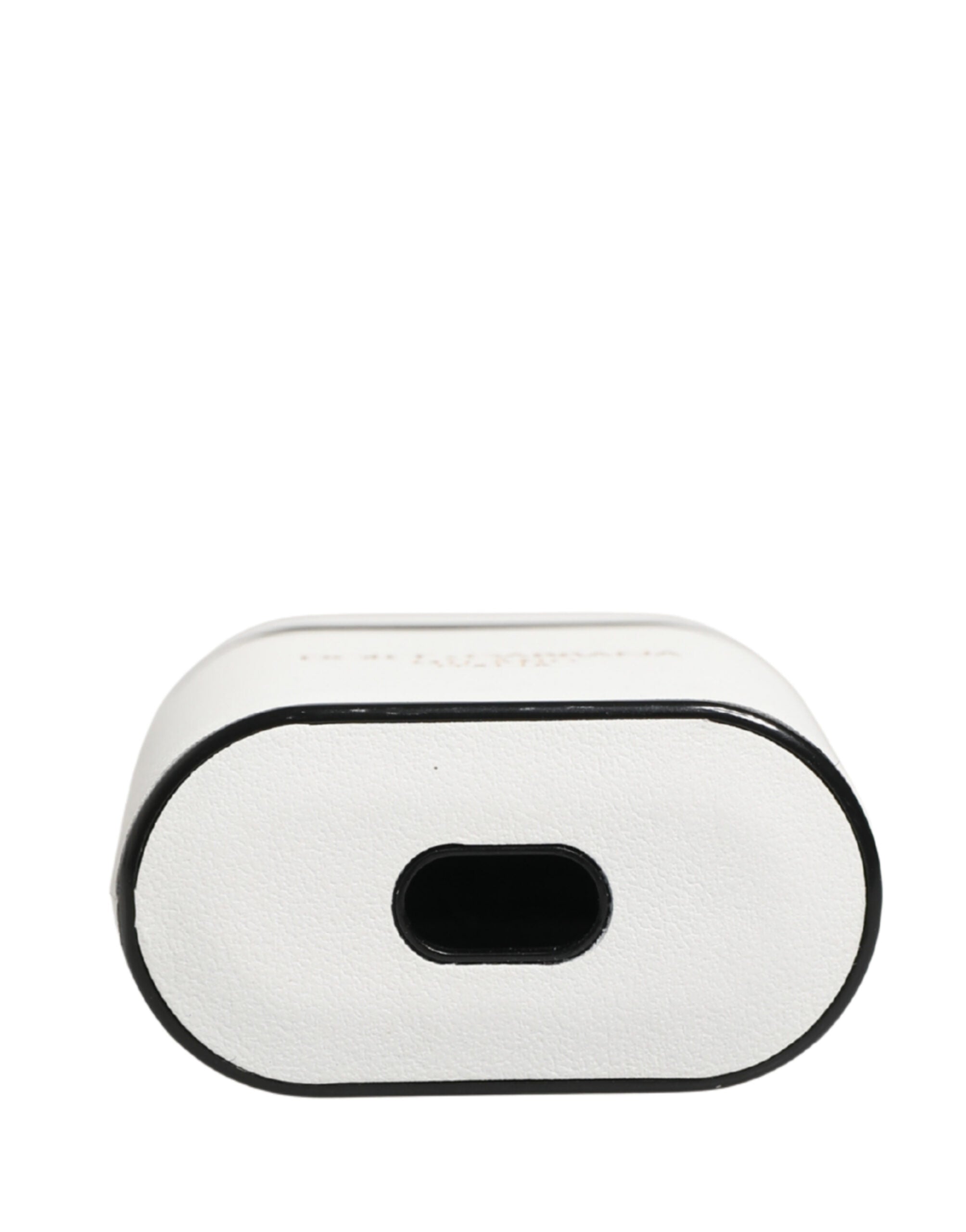 Dolce & Gabbana White Calf Leather Logo Print Flip Holder  Airpods Case Dolce & Gabbana