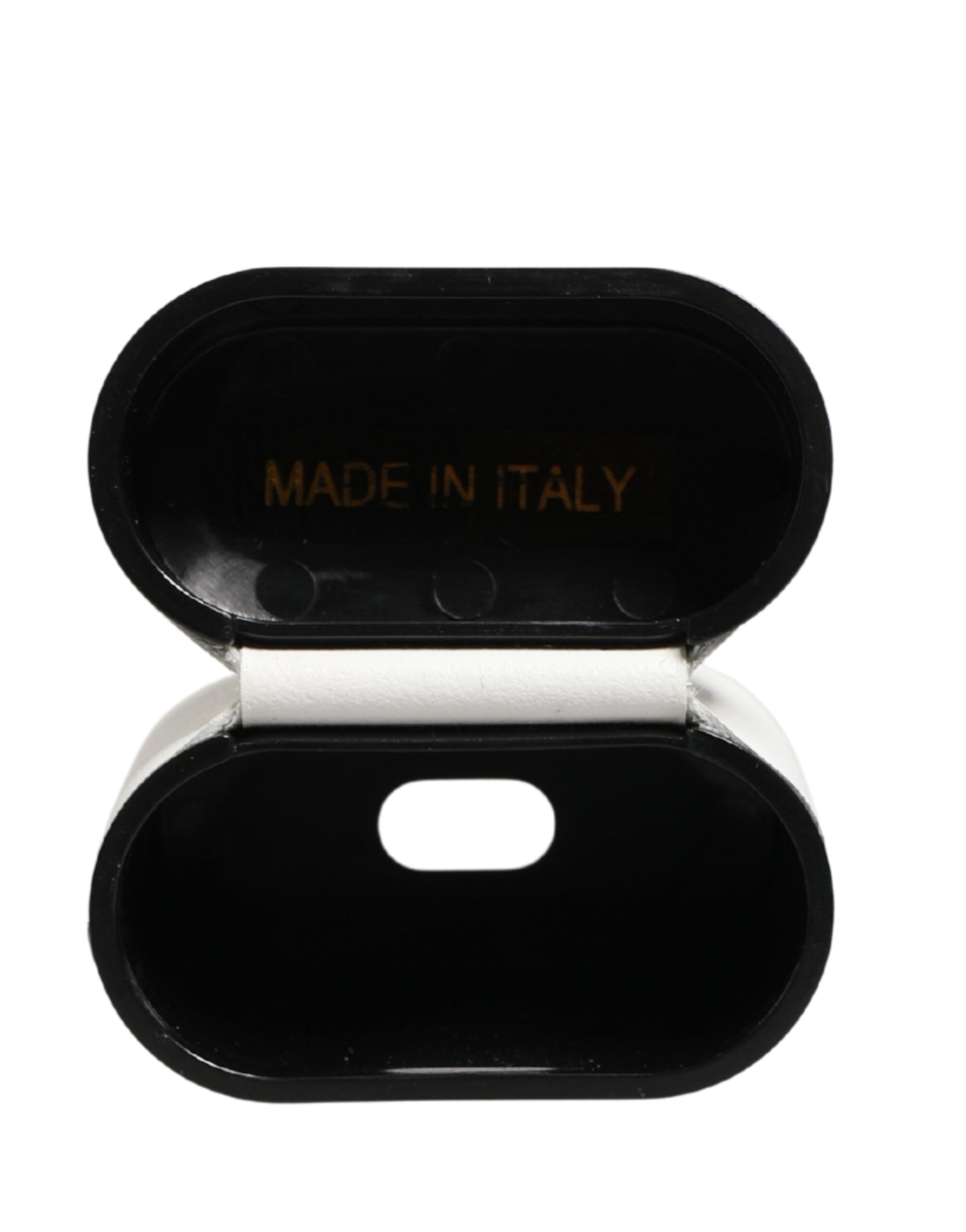 Dolce & Gabbana White Calf Leather Logo Print Flip Holder  Airpods Case Dolce & Gabbana