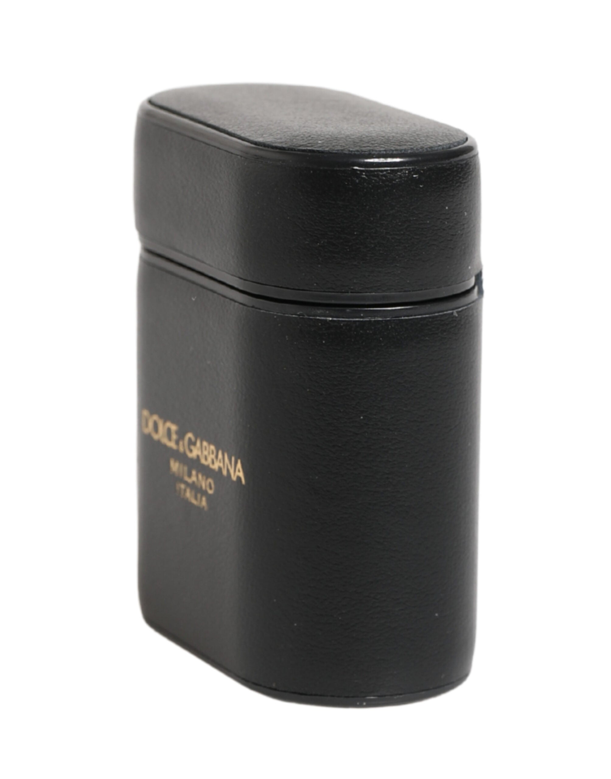Dolce & Gabbana Black Calf Leather Logo Print Flip Holder Airpods Case Dolce & Gabbana