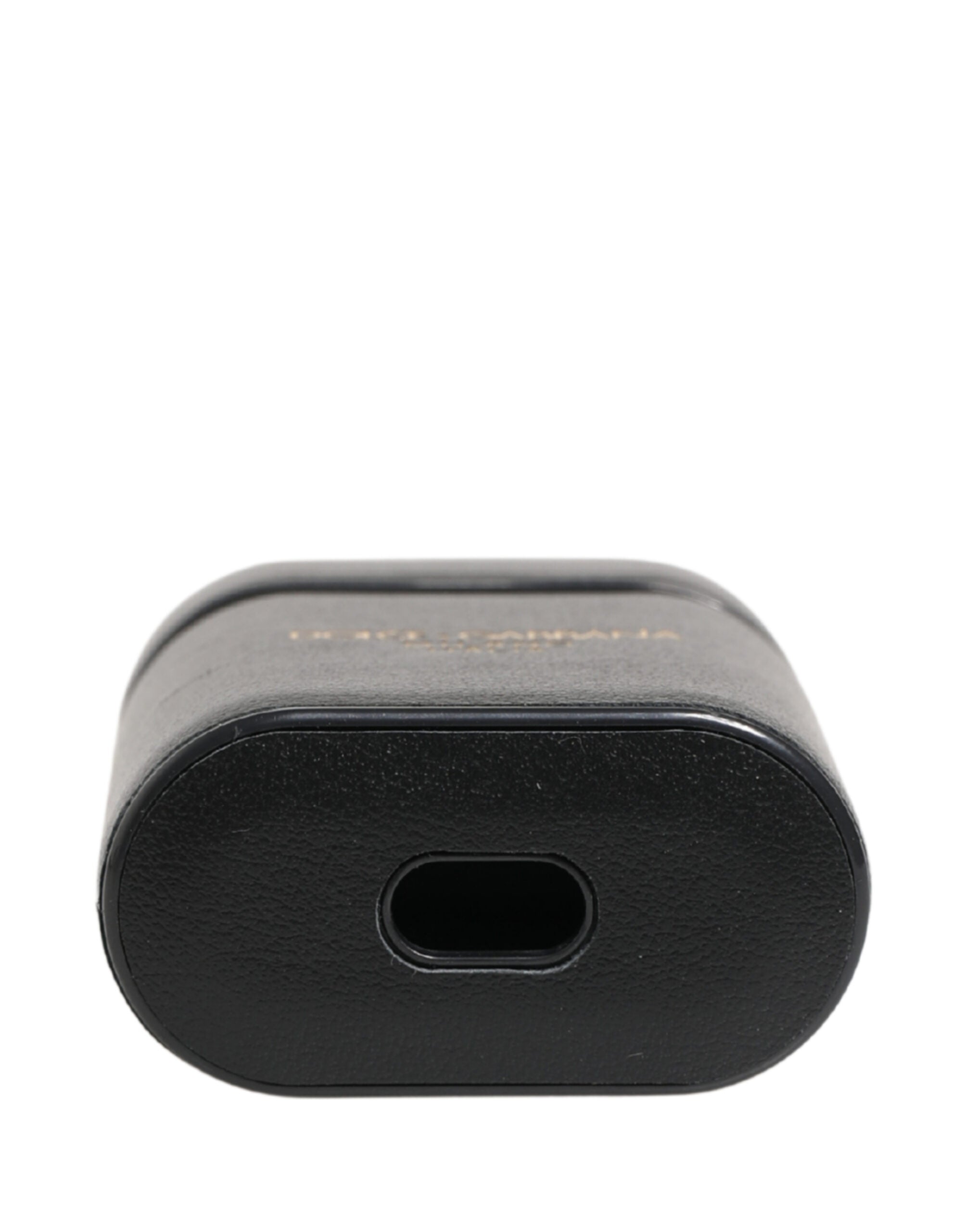 Dolce & Gabbana Black Calf Leather Logo Print Flip Holder Airpods Case Dolce & Gabbana
