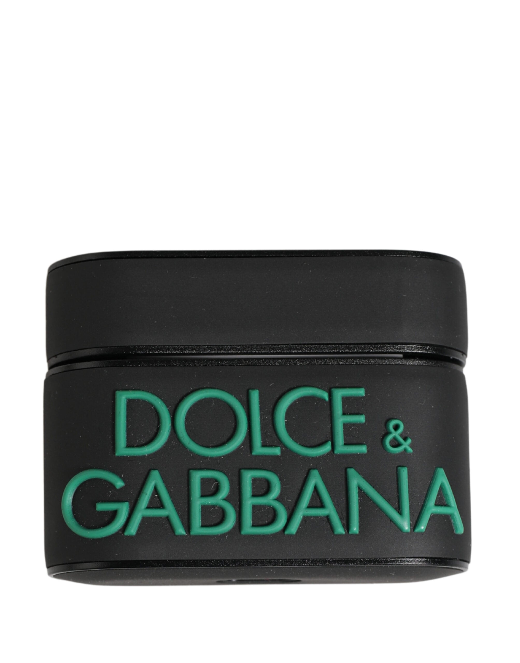 Dolce & Gabbana Black PVC Embossed Logo Flip Holder Women Airpods Case Dolce & Gabbana