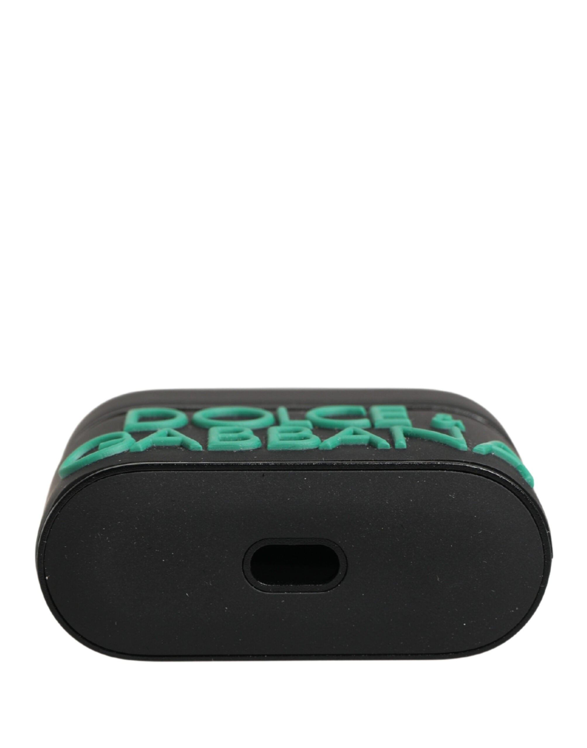 Dolce & Gabbana Black PVC Embossed Logo Flip Holder Women Airpods Case Dolce & Gabbana