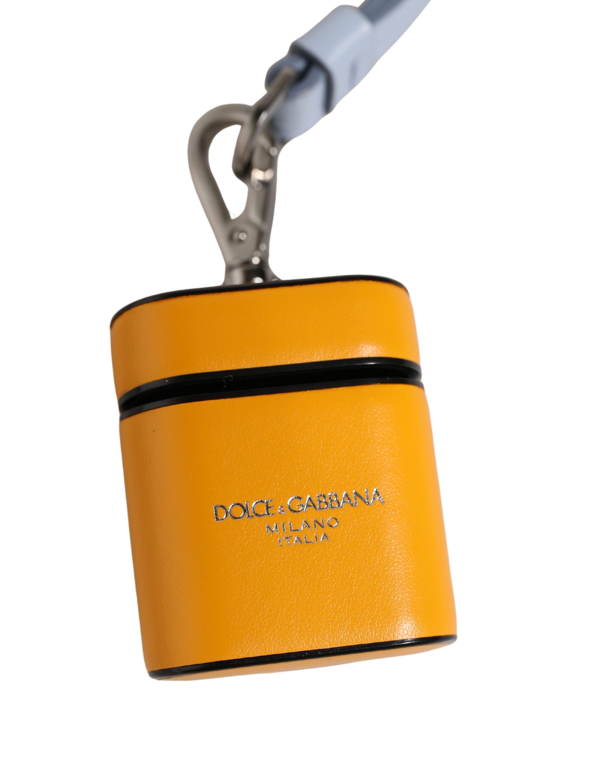 Dolce & Gabbana Case Yellow Calf Leather Logo Flip Holder Strap Airpods Dolce & Gabbana