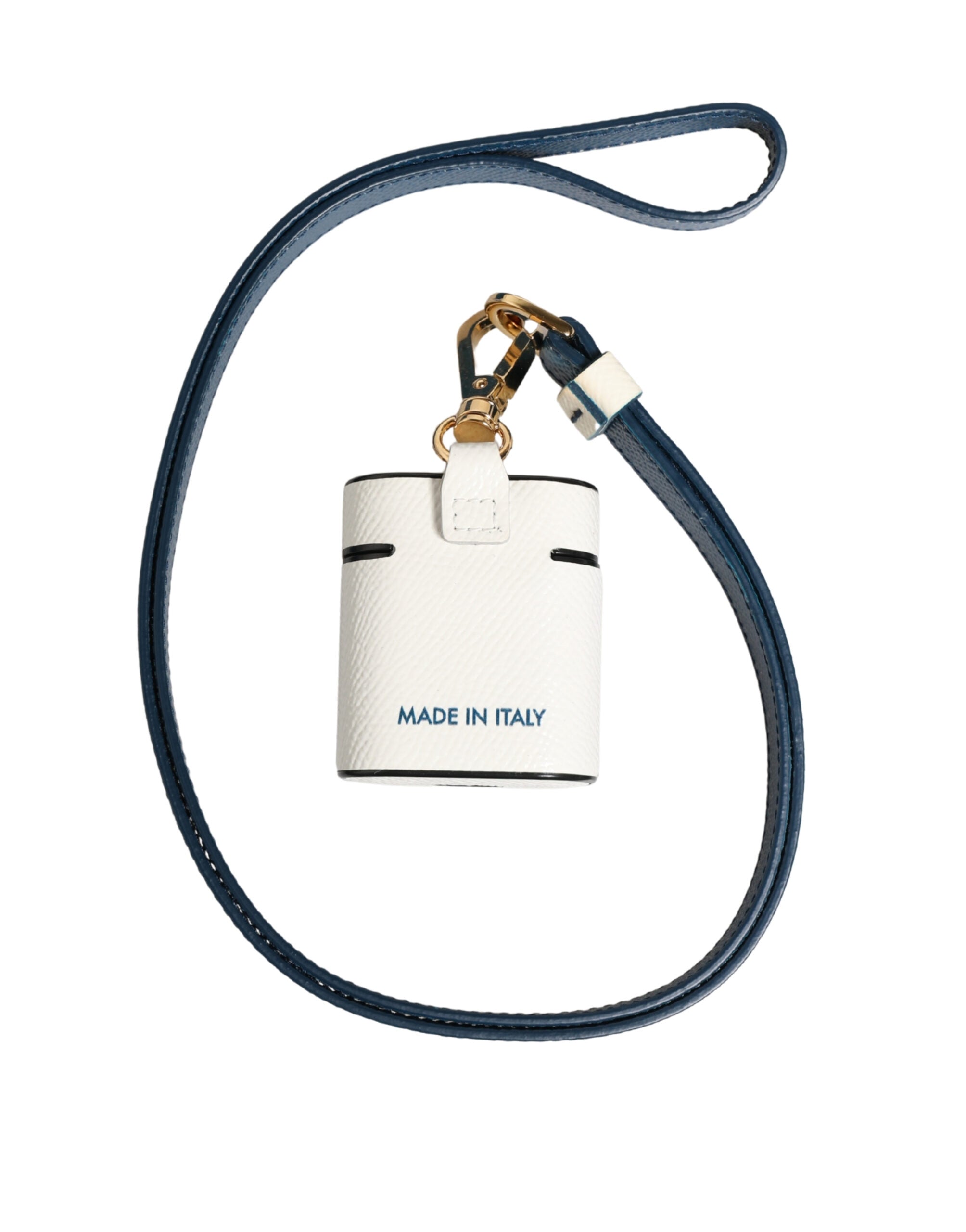 Dolce & Gabbana White Calf Leather Logo Flip Holder Strap Airpods Case Dolce & Gabbana