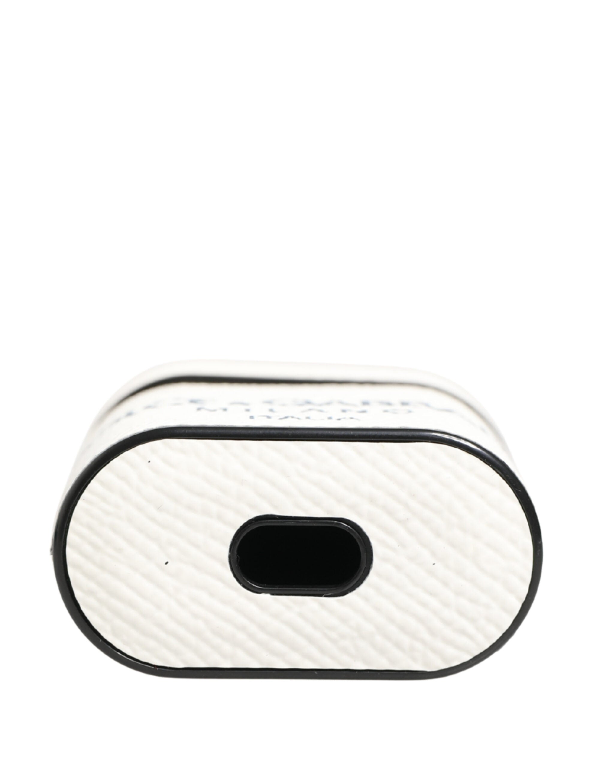 Dolce & Gabbana White Calf Leather Logo Flip Holder Strap Airpods Case Dolce & Gabbana