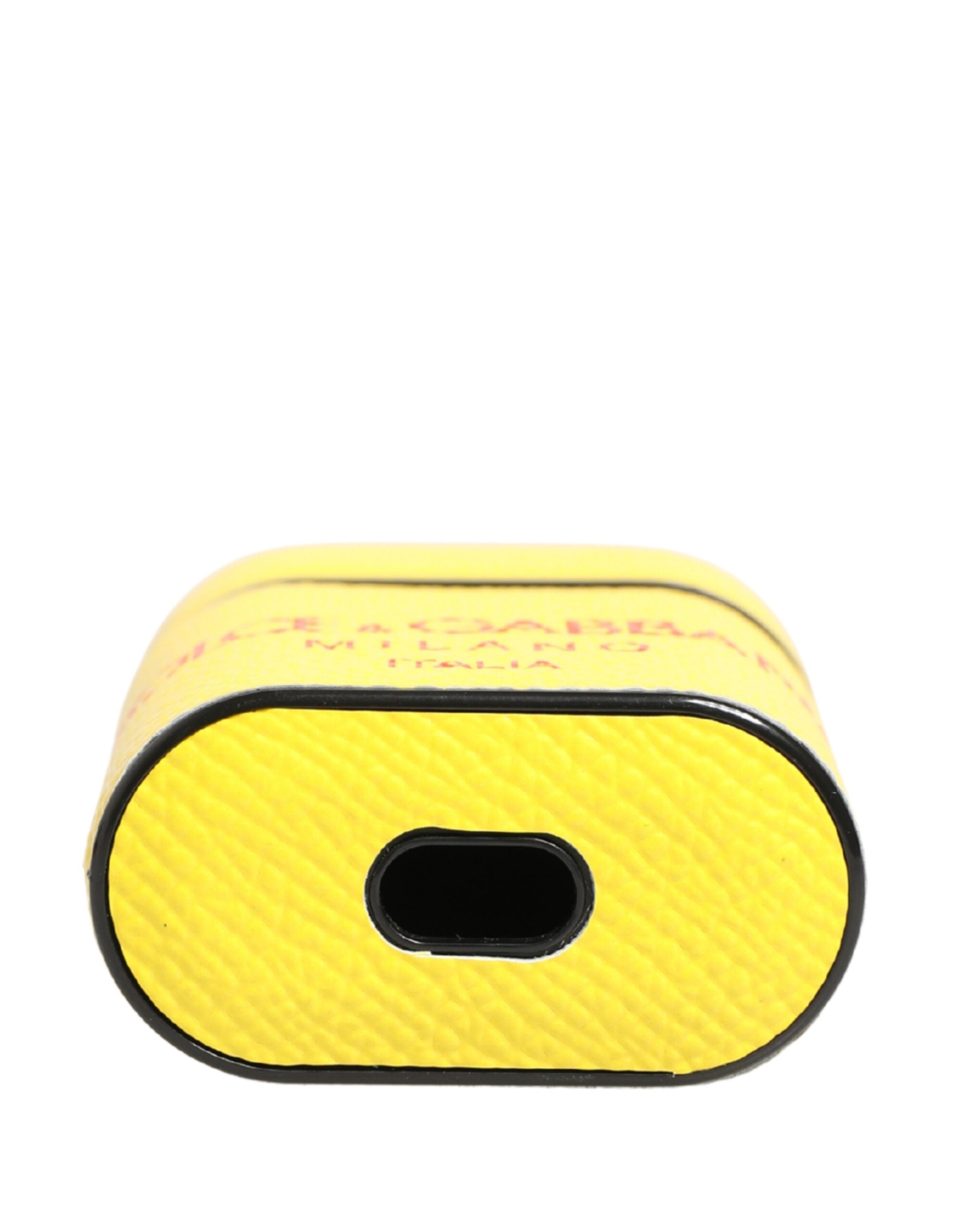 Dolce & Gabbana Yellow Calf Leather Logo Flip Holder Strap Airpods Case Dolce & Gabbana