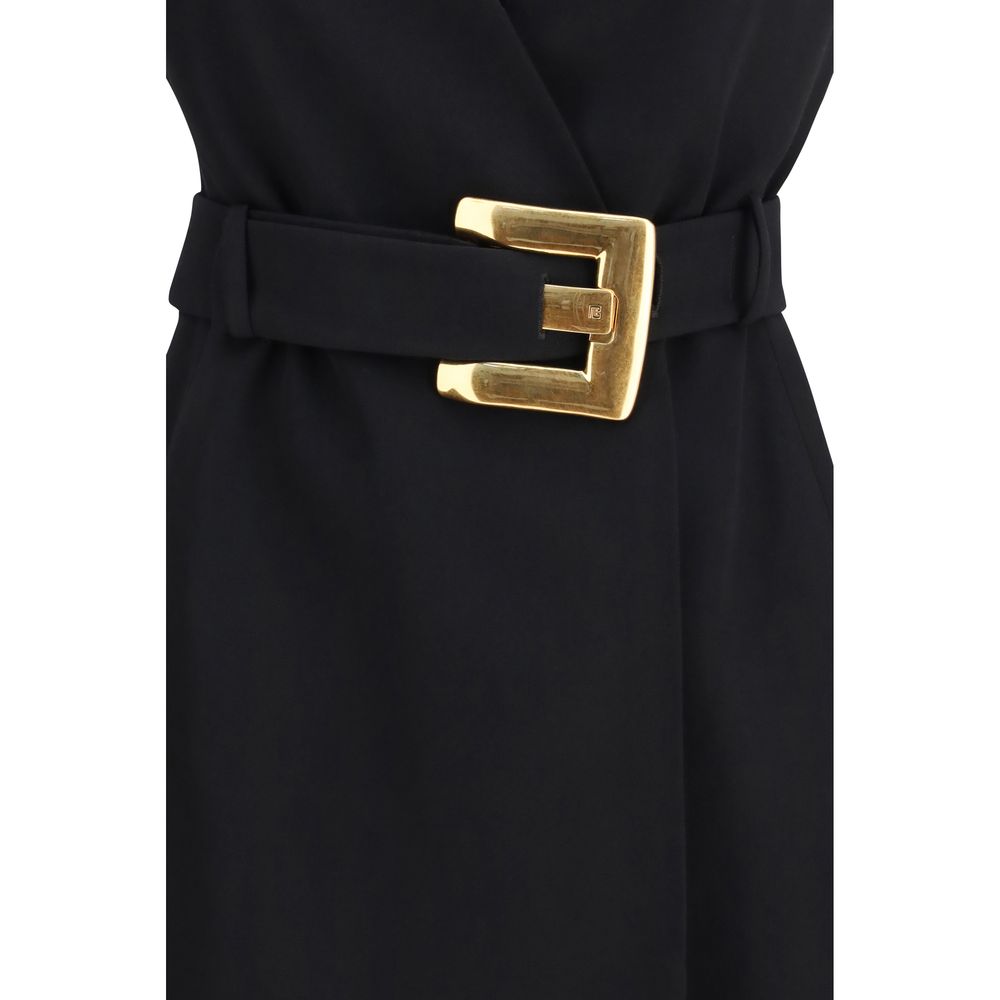 Balmain Black Fleece Wool Cocktail Dress Balmain