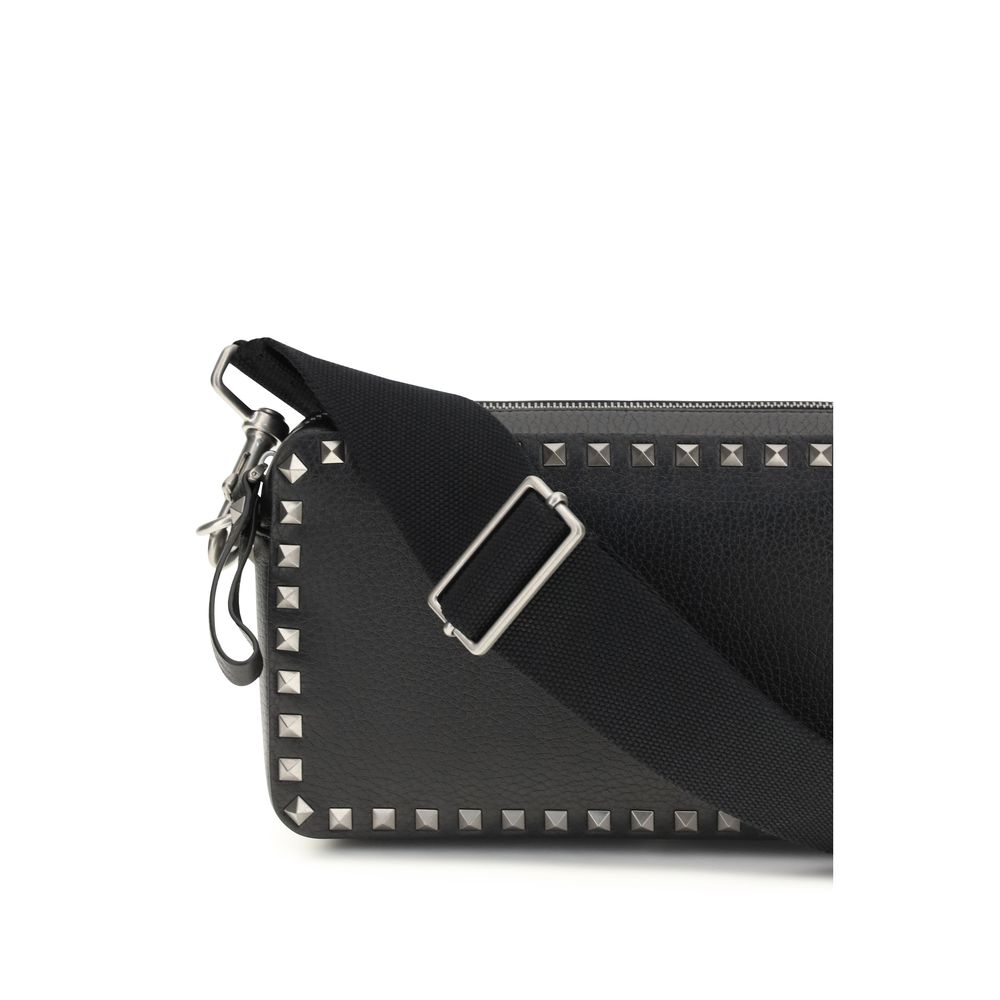 Valentino Garavani Black Calf Leather Bos Taurus Shoulder Bag Valentino Garavani